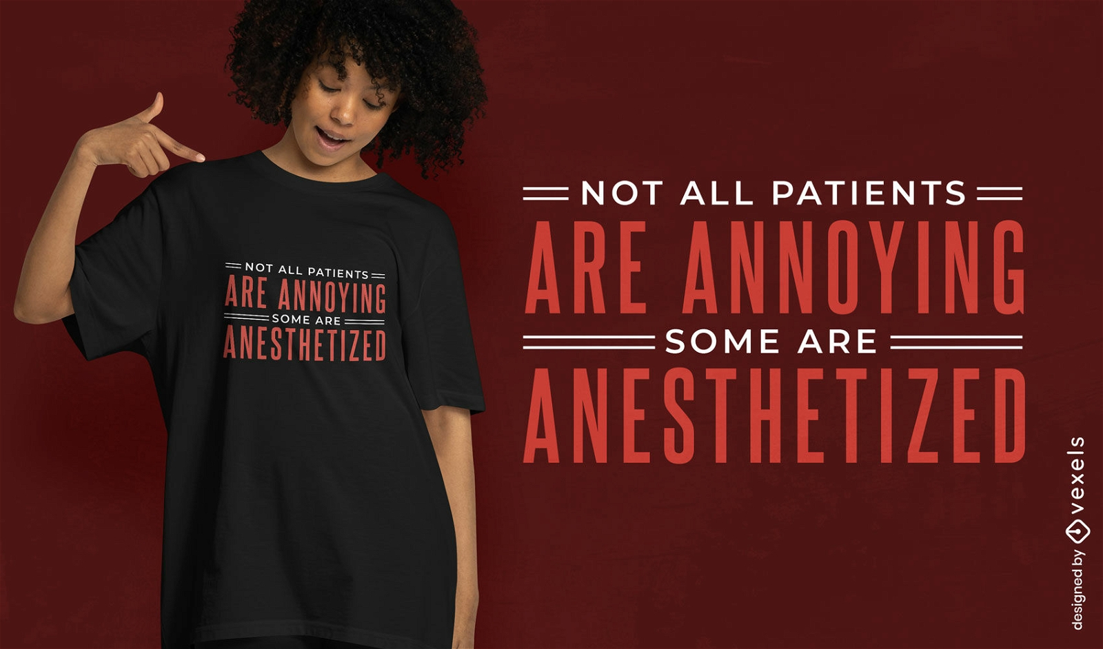 Design de camiseta para pacientes anestesiados