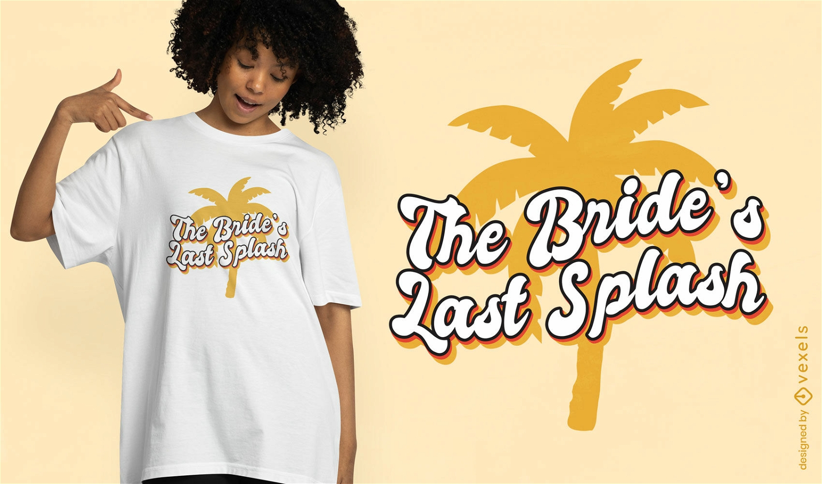 Diseño de camiseta de despedida de soltera tropical.