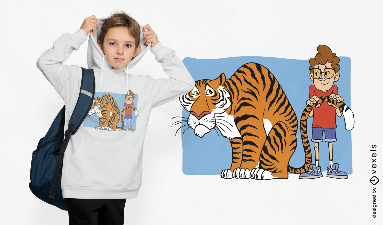 Diseño de camiseta de personaje tigre.