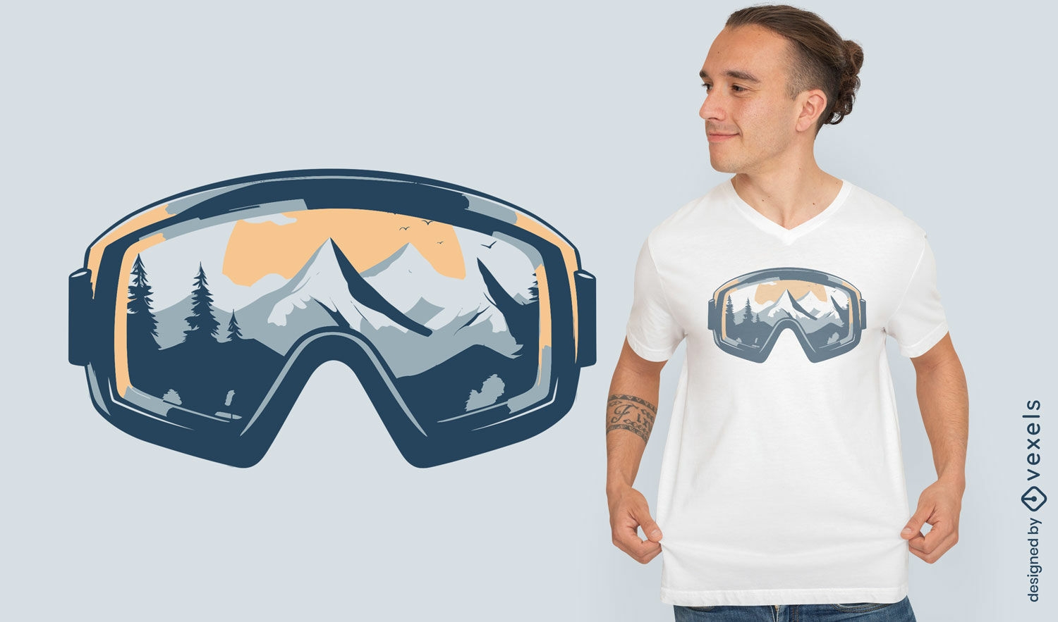 Diseño de camiseta de gafas de esquí.