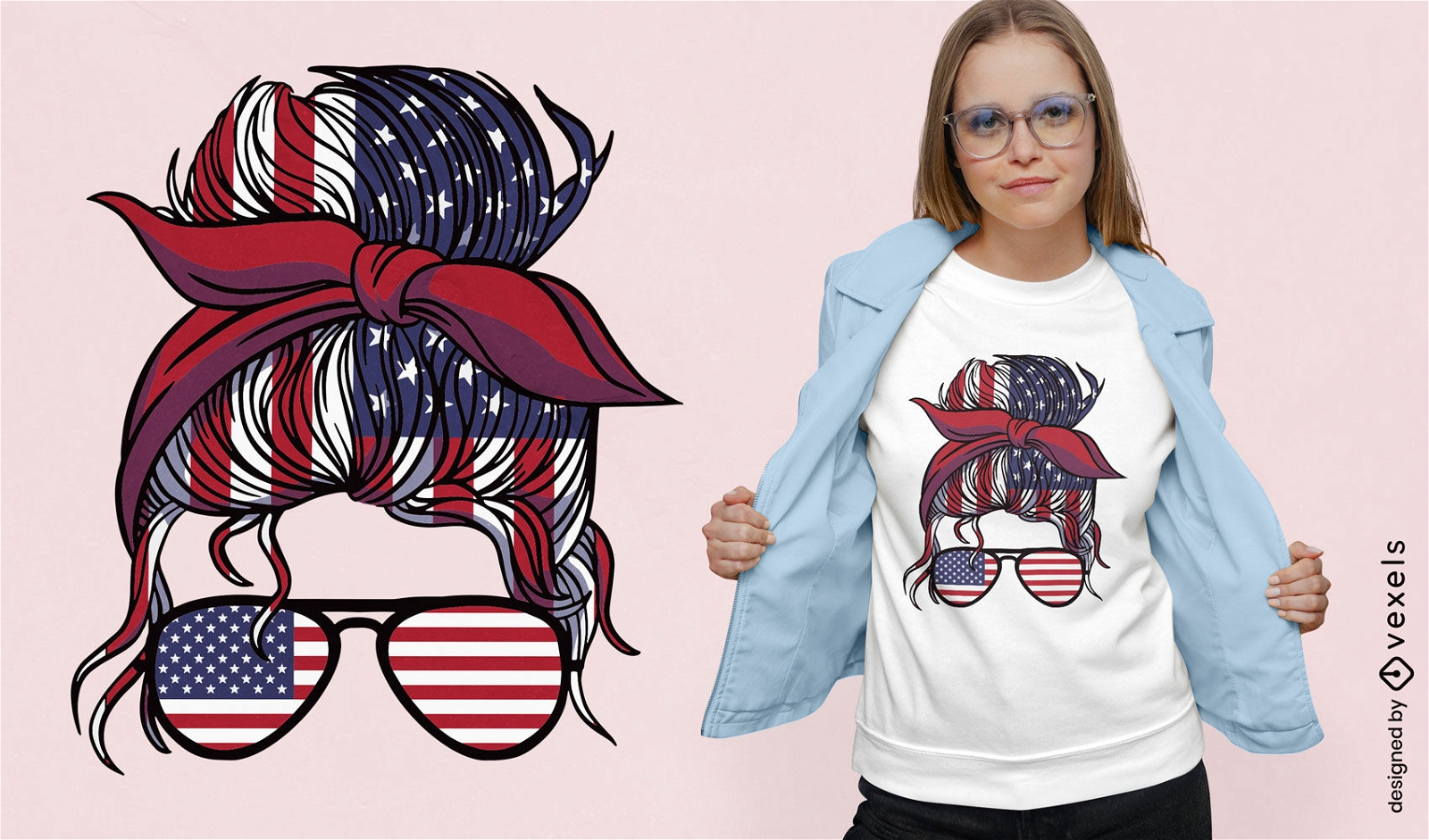 T-Shirt-Design mit amerikanischen patriotischen Accessoires