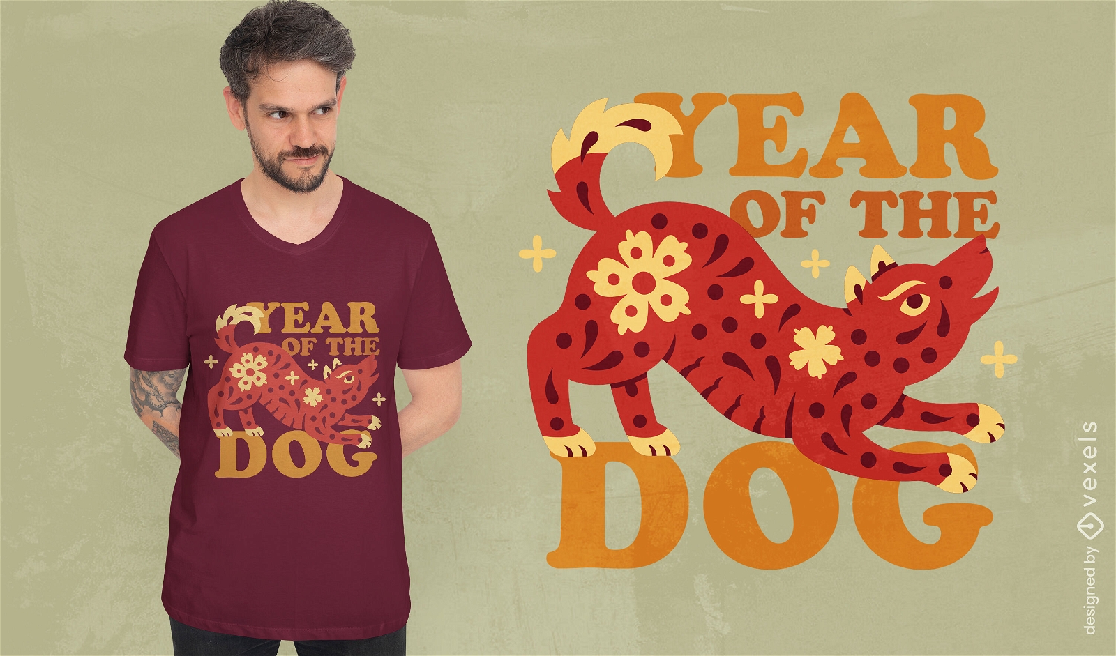 T-Shirt-Design zur Feier des Jahres des Hundes
