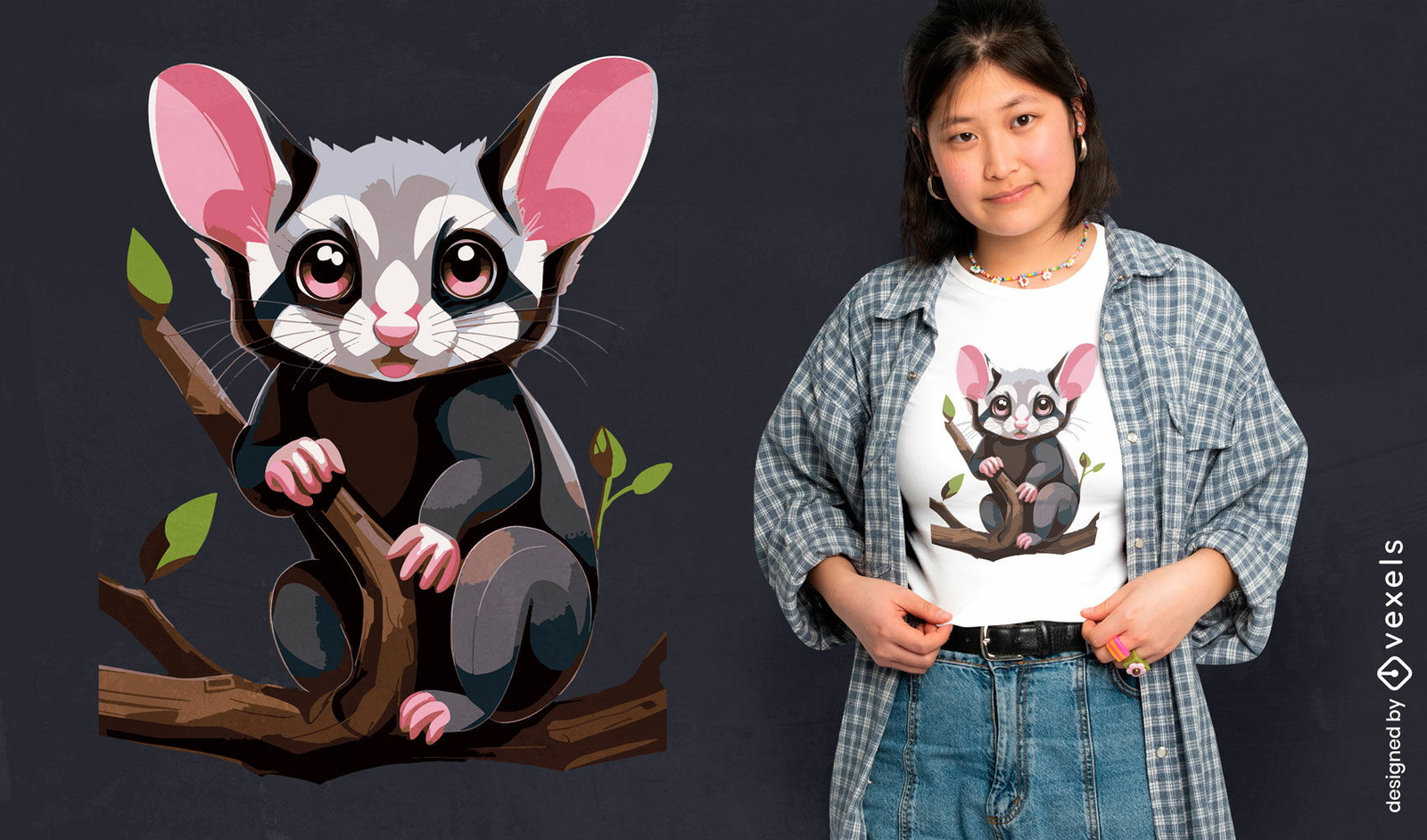 Design adorável de camiseta Sugar Glider