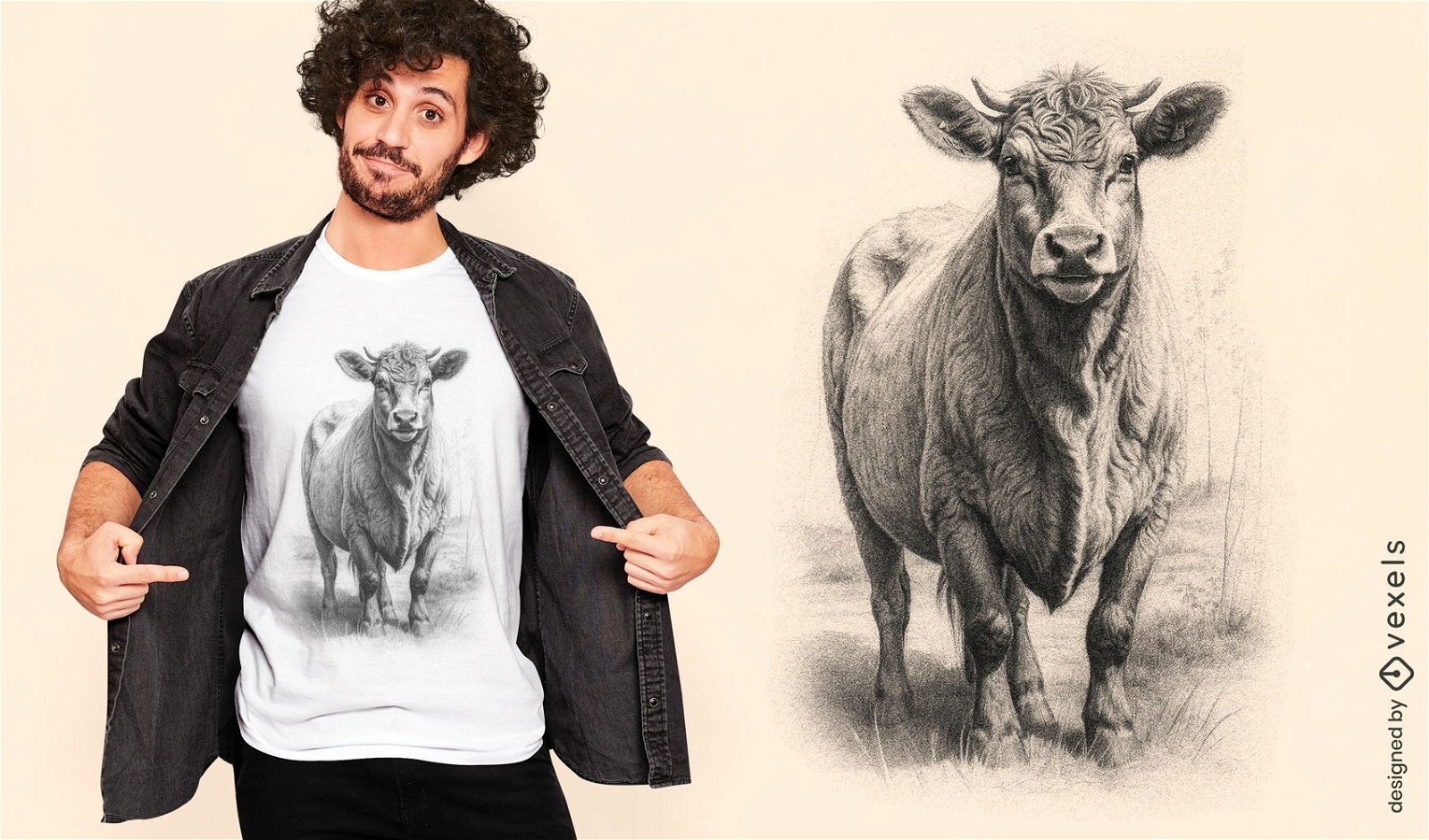 Design de camiseta com retrato de vaca