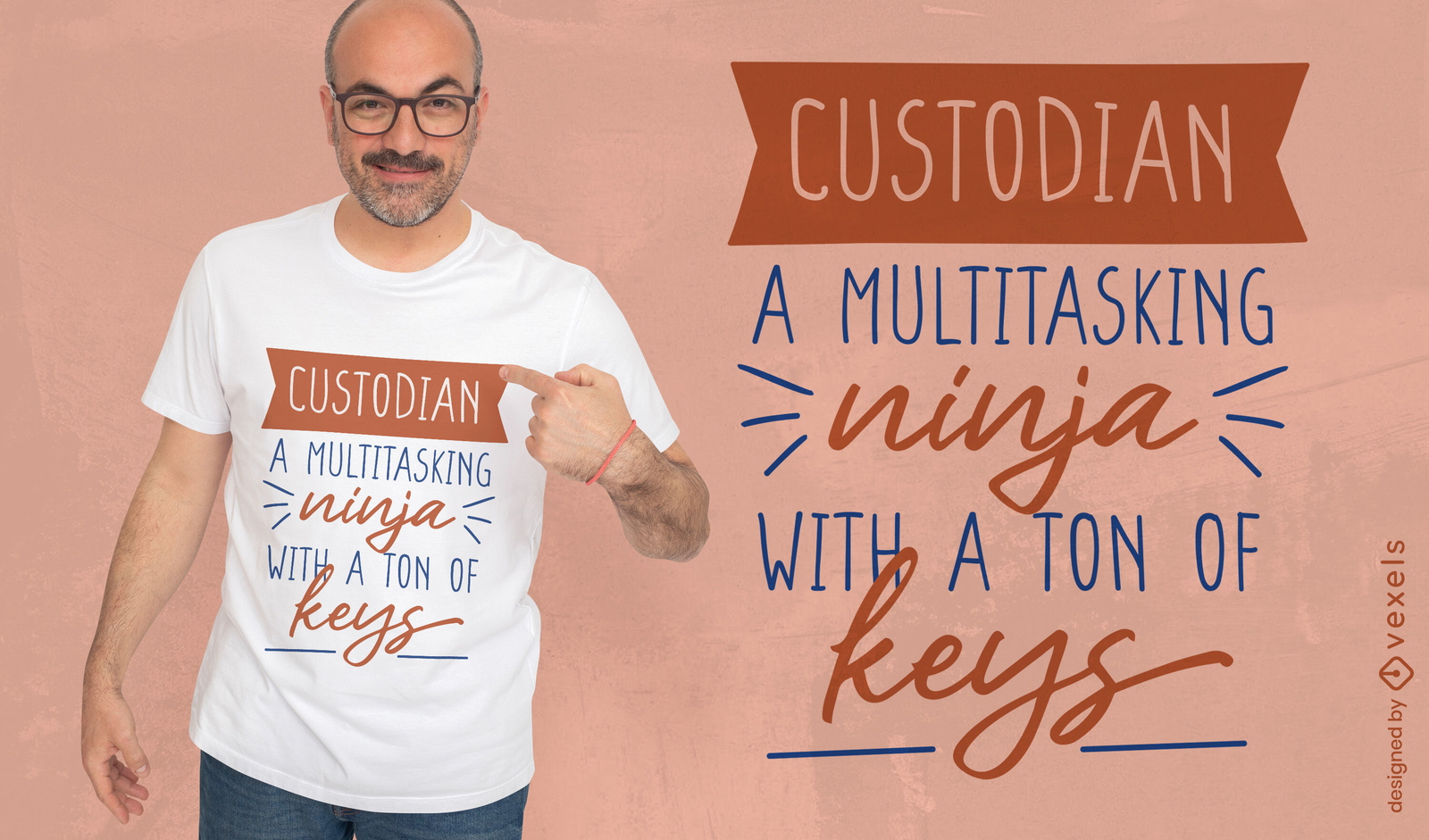 Diseño de camiseta de custodio multitarea.