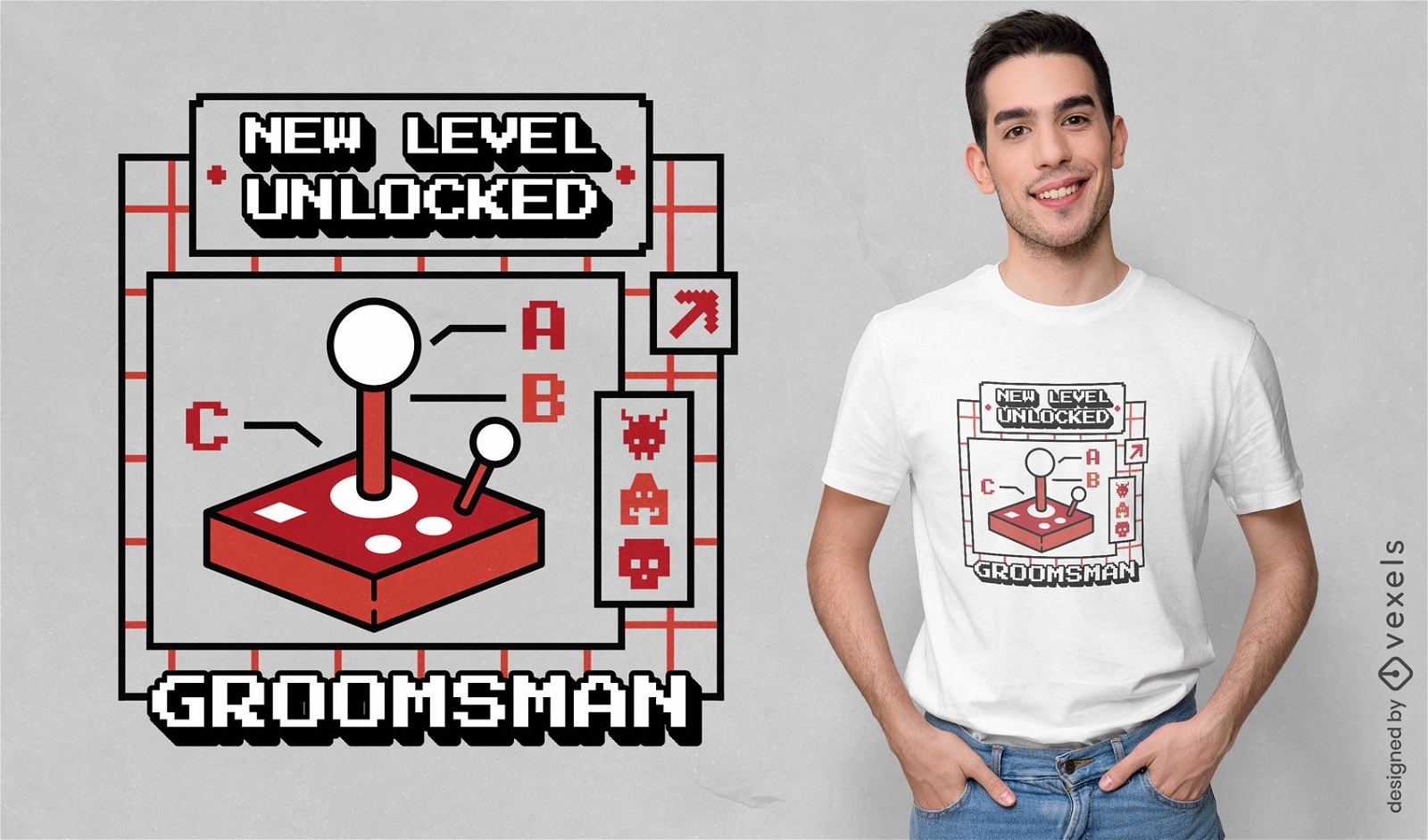 Design de camiseta com conquistas de jogos do Groomsman