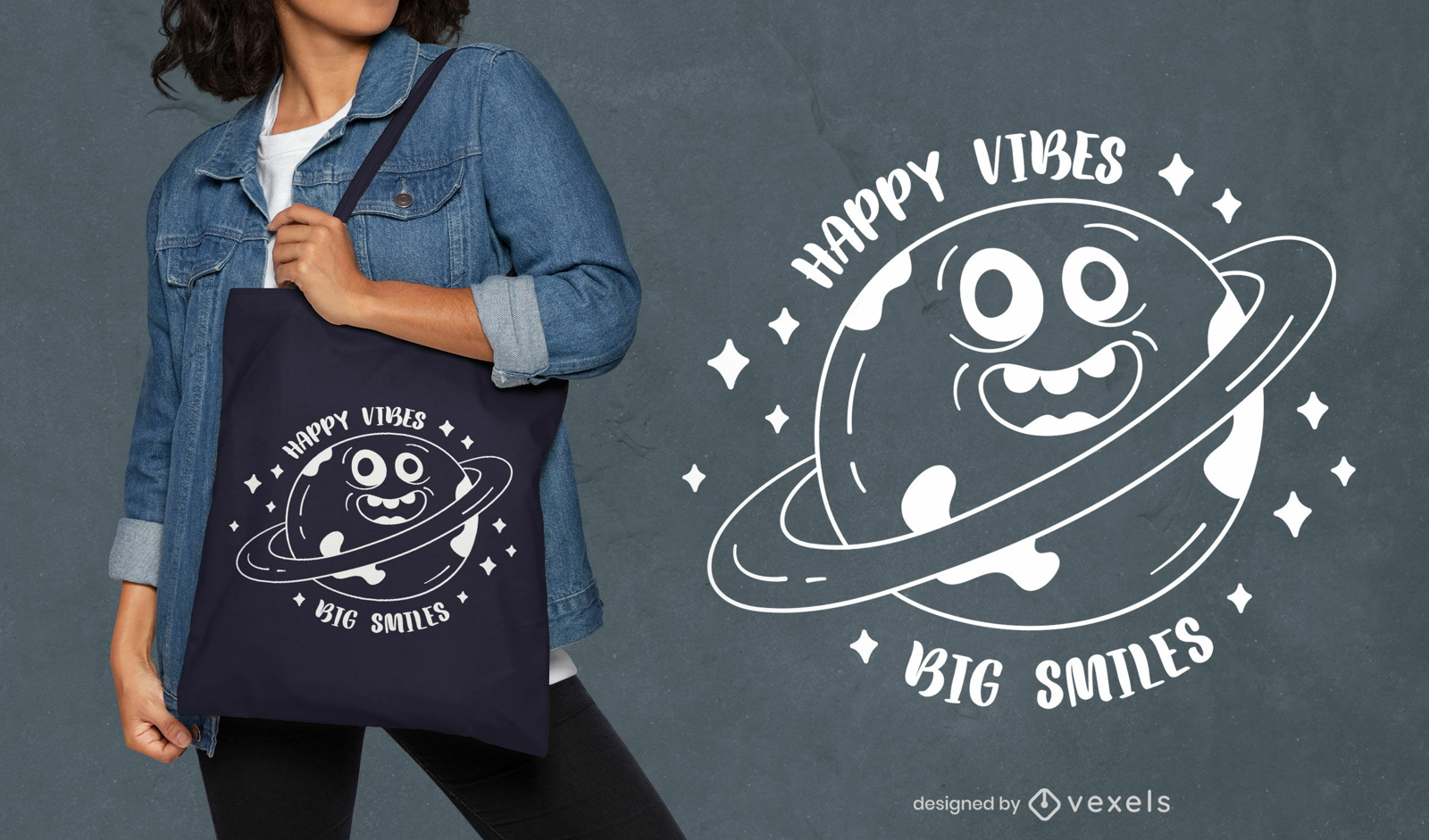 Diseño de camiseta con sonrisa alegre del planeta.