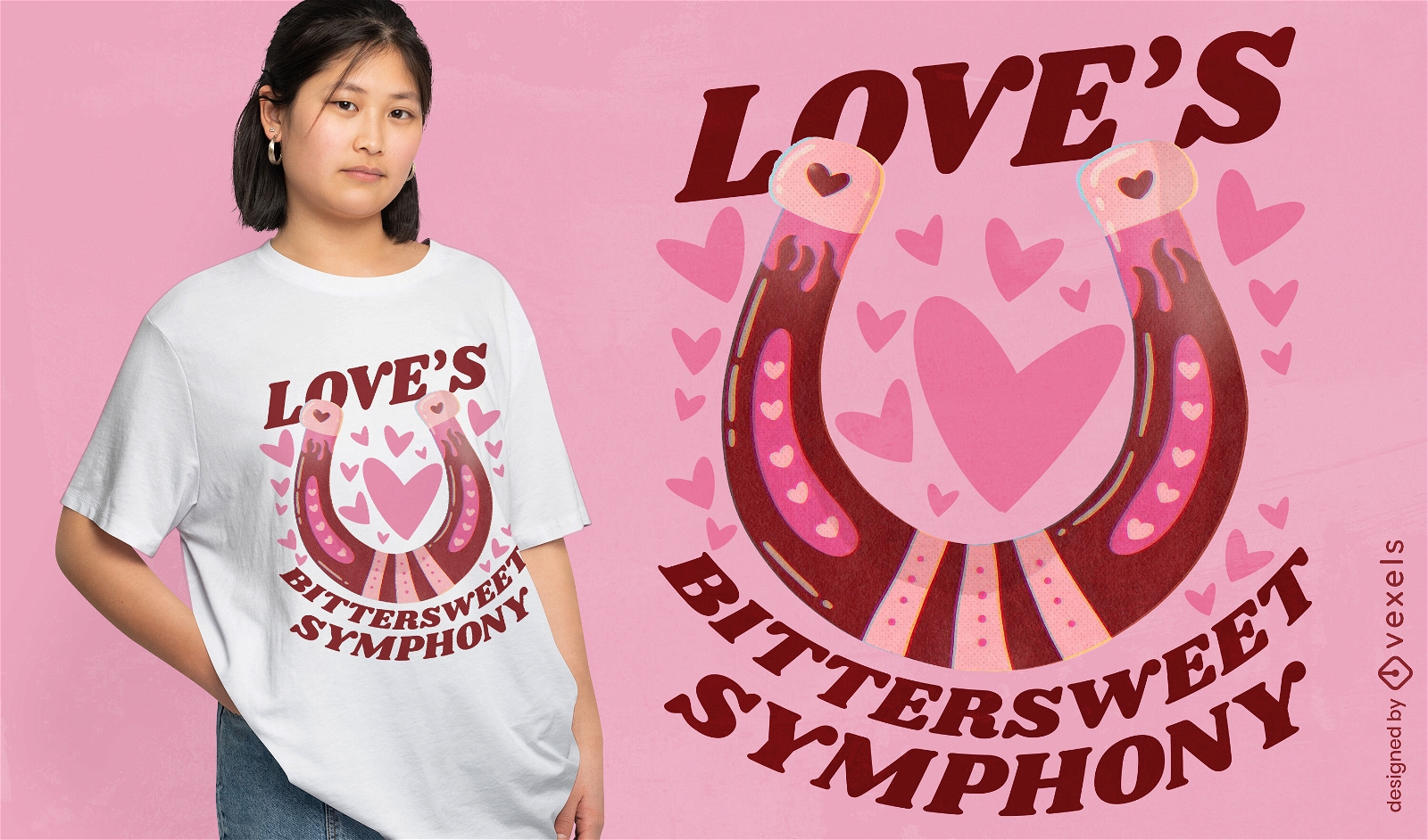 Design de camiseta com melodia de cora??o e amor