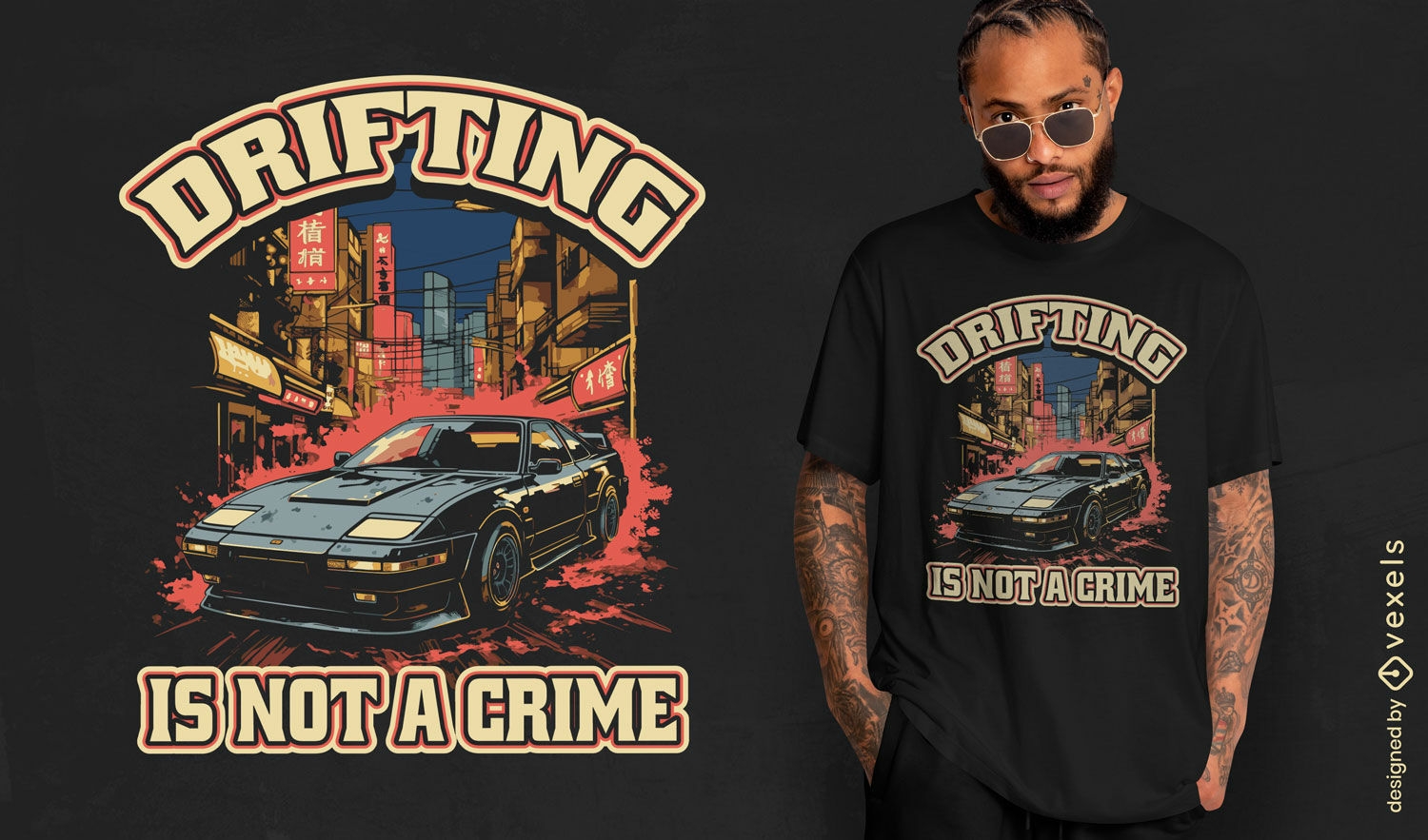 Urban drifting car t-shirt design