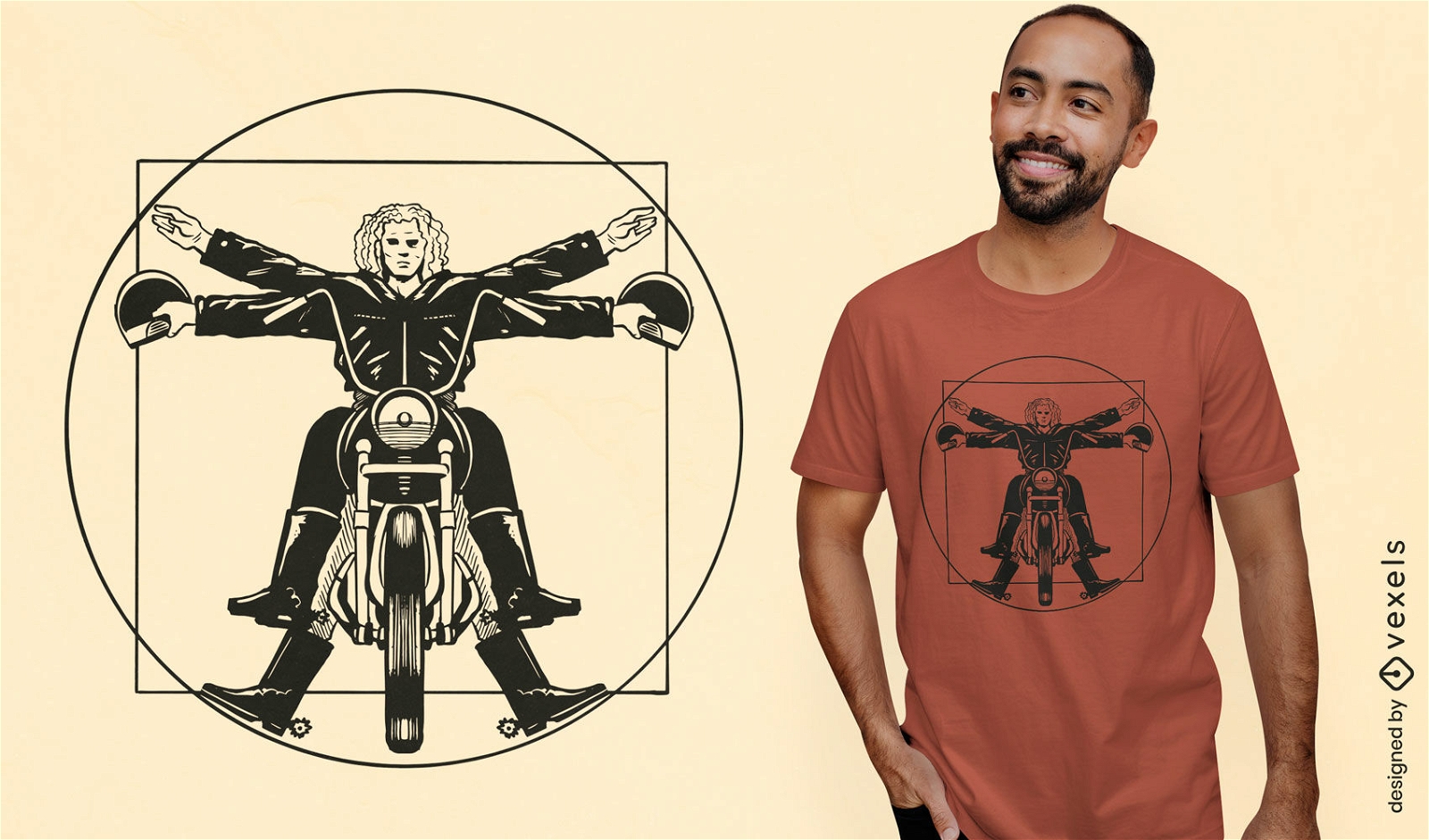 Diseño de camiseta de motociclista de Vitruvio.
