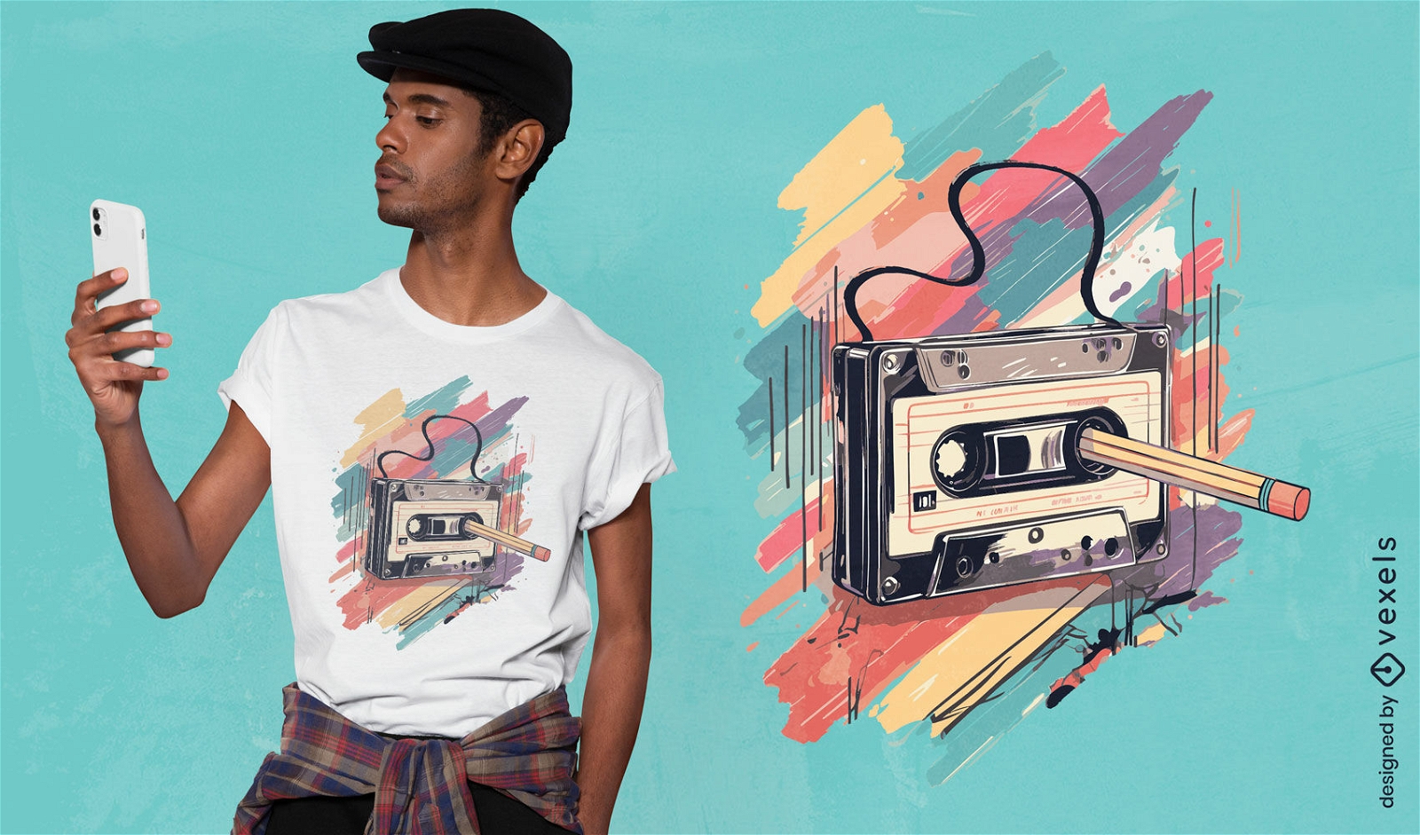Retro cassette rewind t-shirt design
