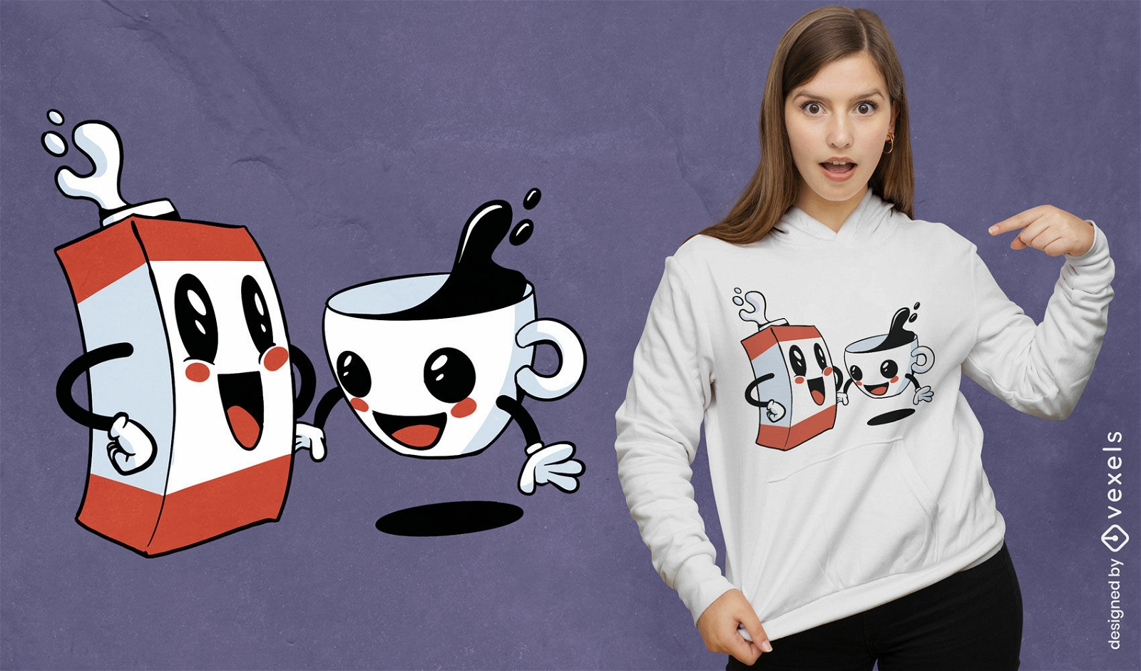  Milk and coffee friends t-shirt design