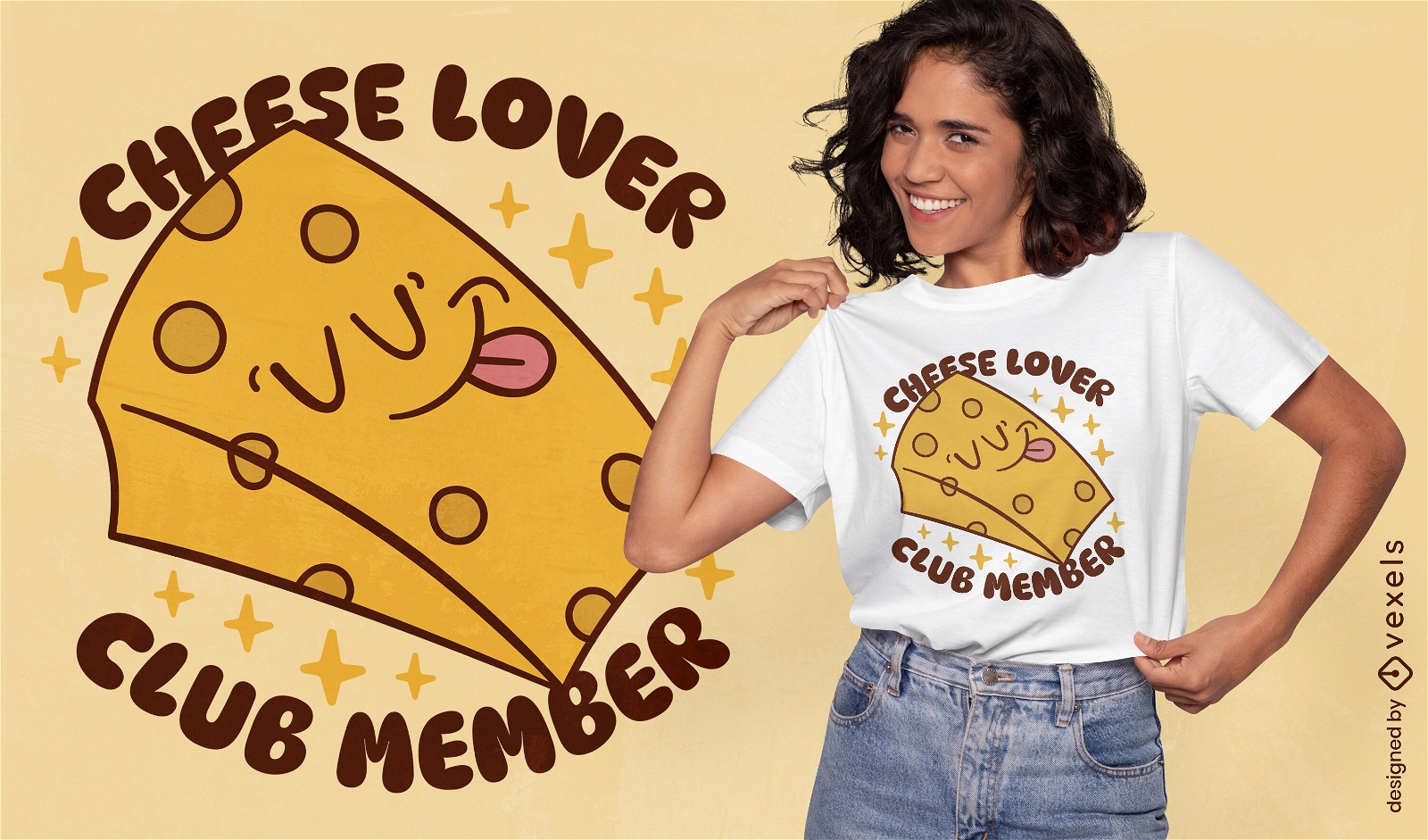 Diseño de camiseta de miembro del club de queso.