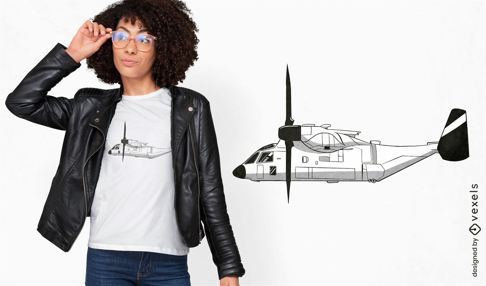 Diseño de camiseta de vista lateral de avión.