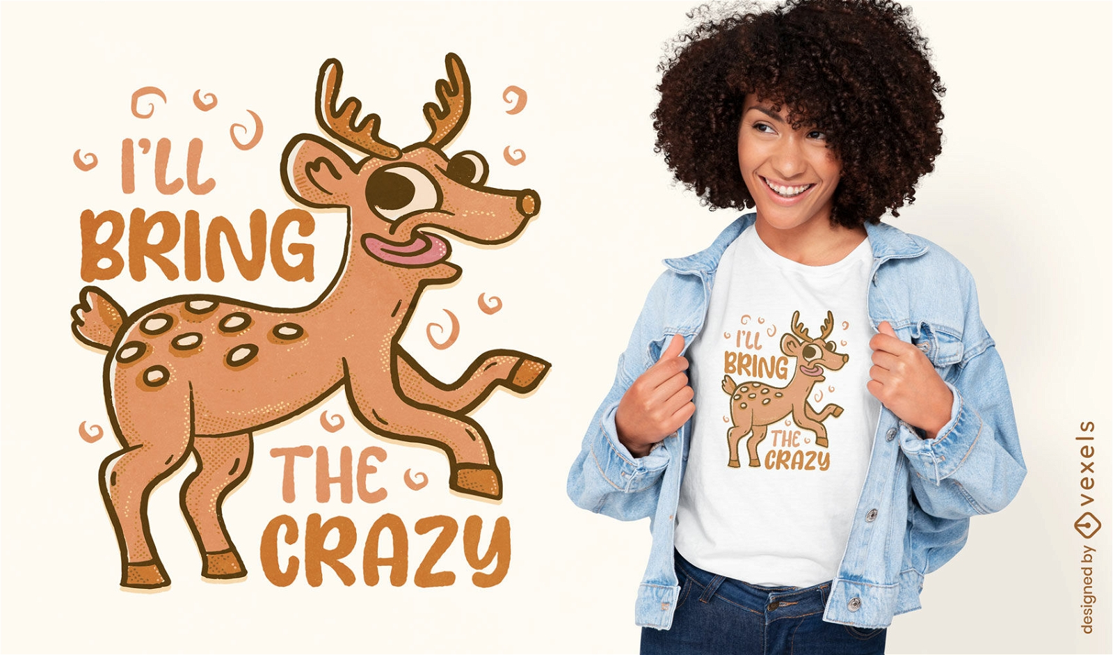 Crazy reindeer t-shirt design
