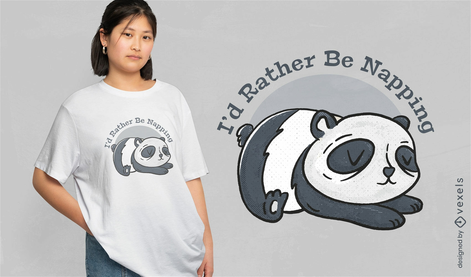 Design fofo de camiseta panda cochilando