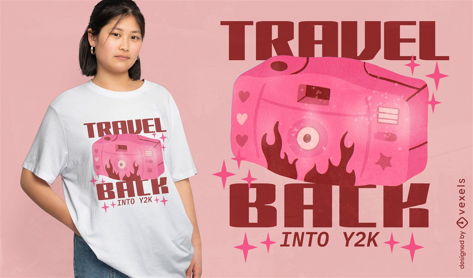 Y2K travel camera t-shirt design