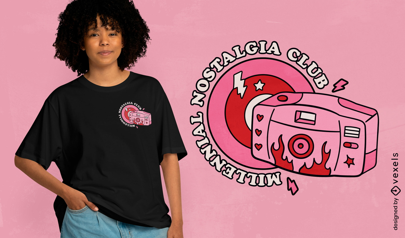 Diseño de camiseta de cassette de nostalgia milenaria.