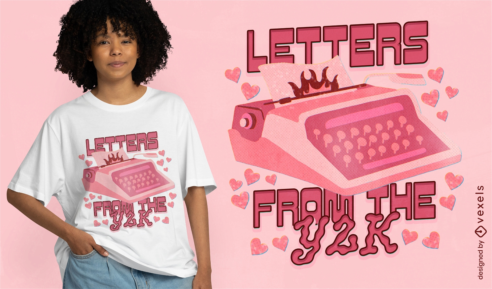 Design retrô de camiseta com amor à máquina de escrever