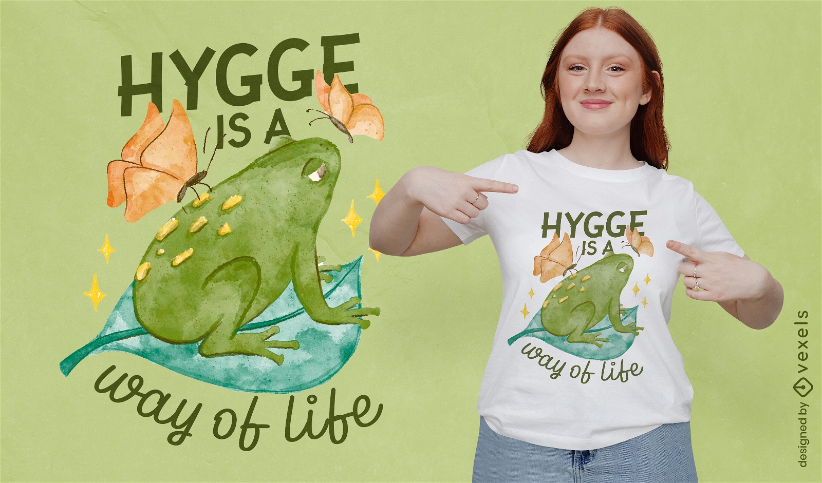 Diseño de camiseta de filosofía de vida de rana verde.