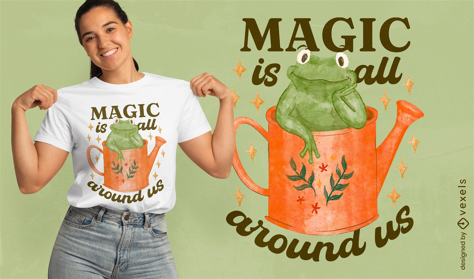 Design místico de camiseta mágica anfíbia