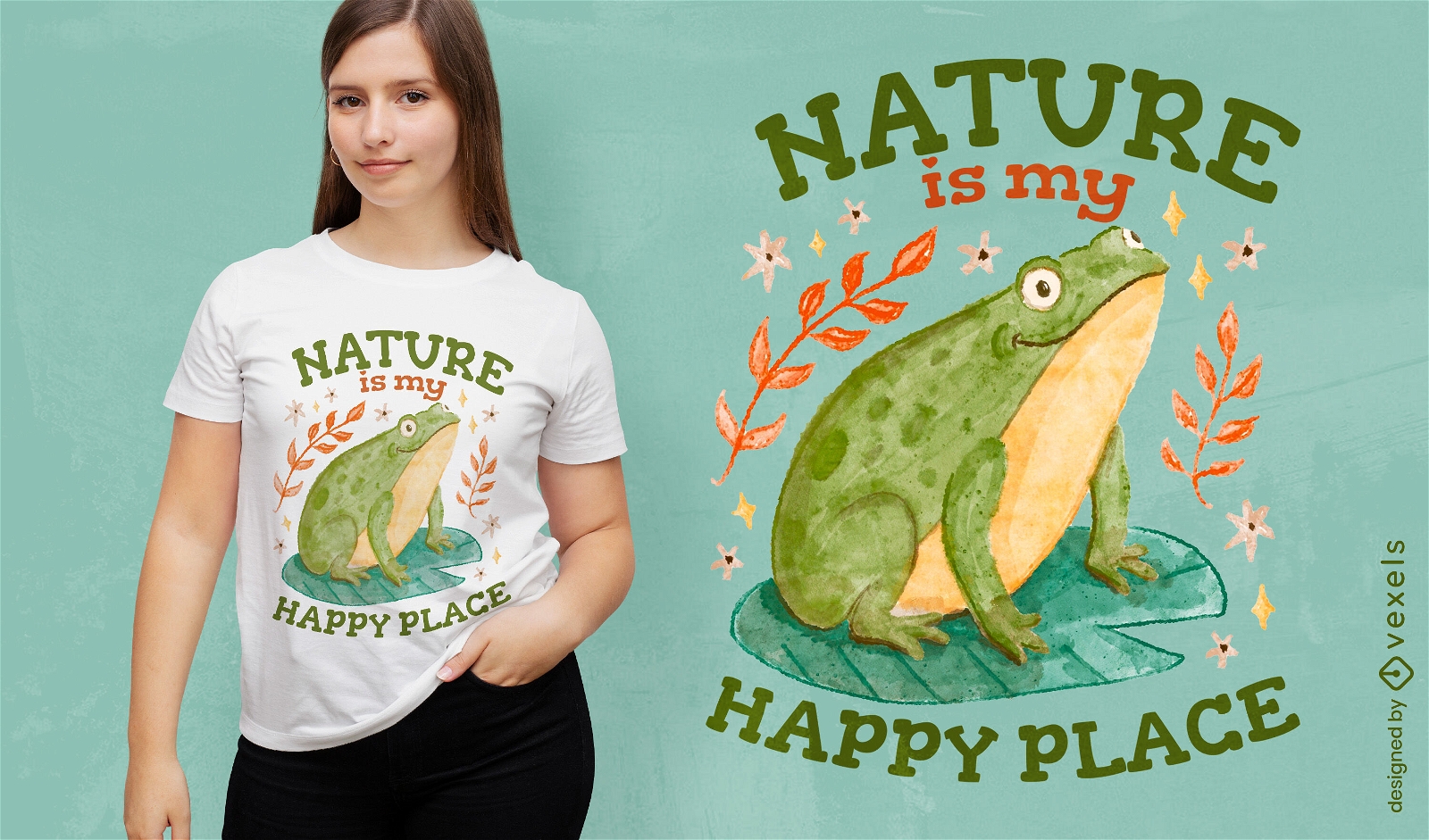 Design de camiseta do santuário natural do sapo verde