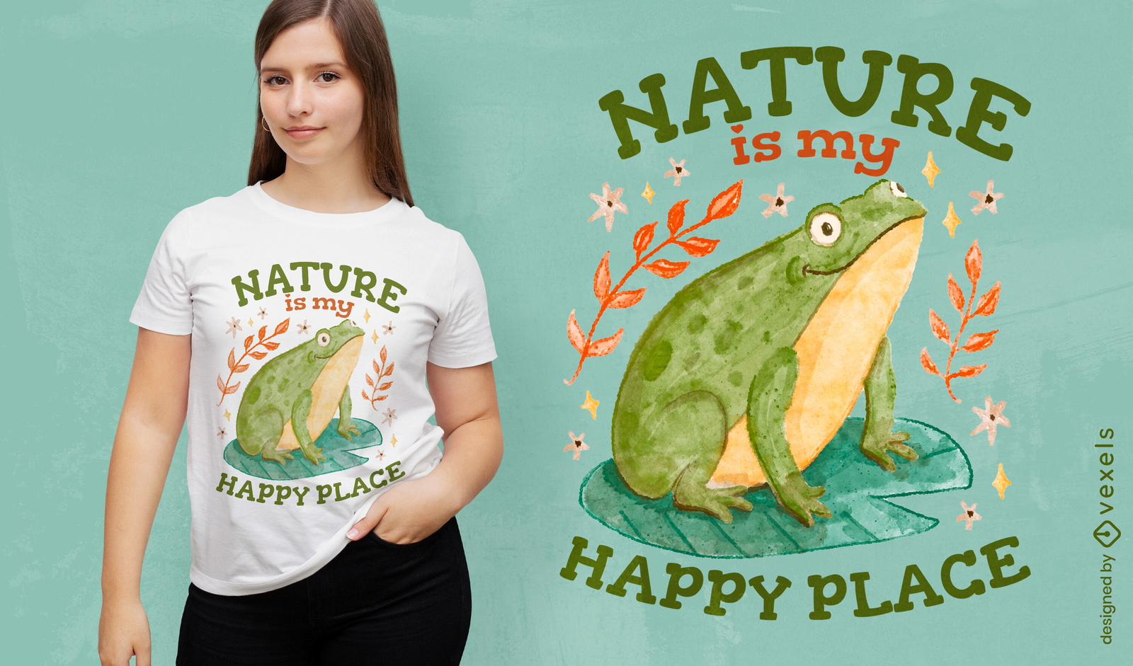 Green frog's nature sanctuary t-shirt design