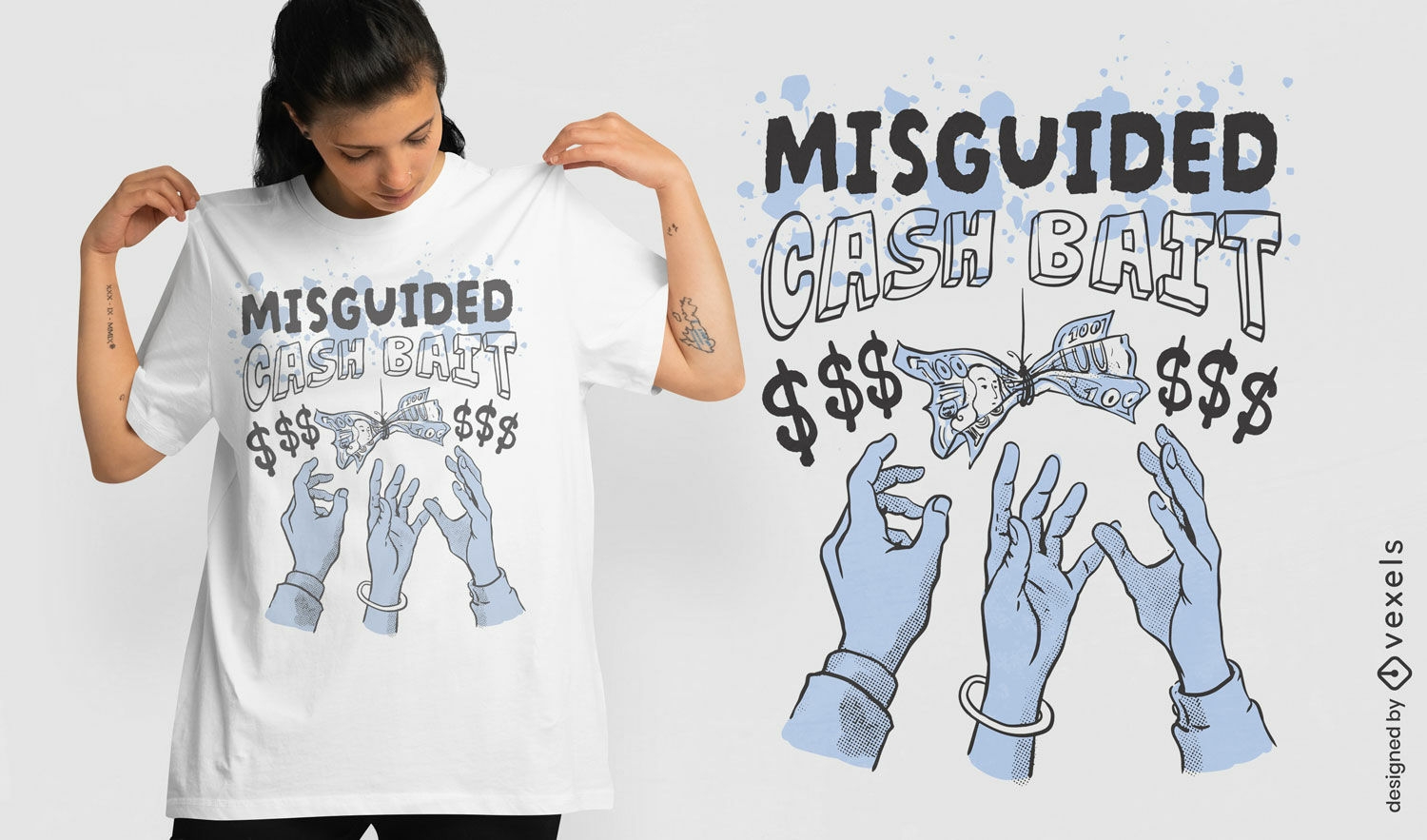 Fehlgeleitetes Cash-Köder-T-Shirt-Design