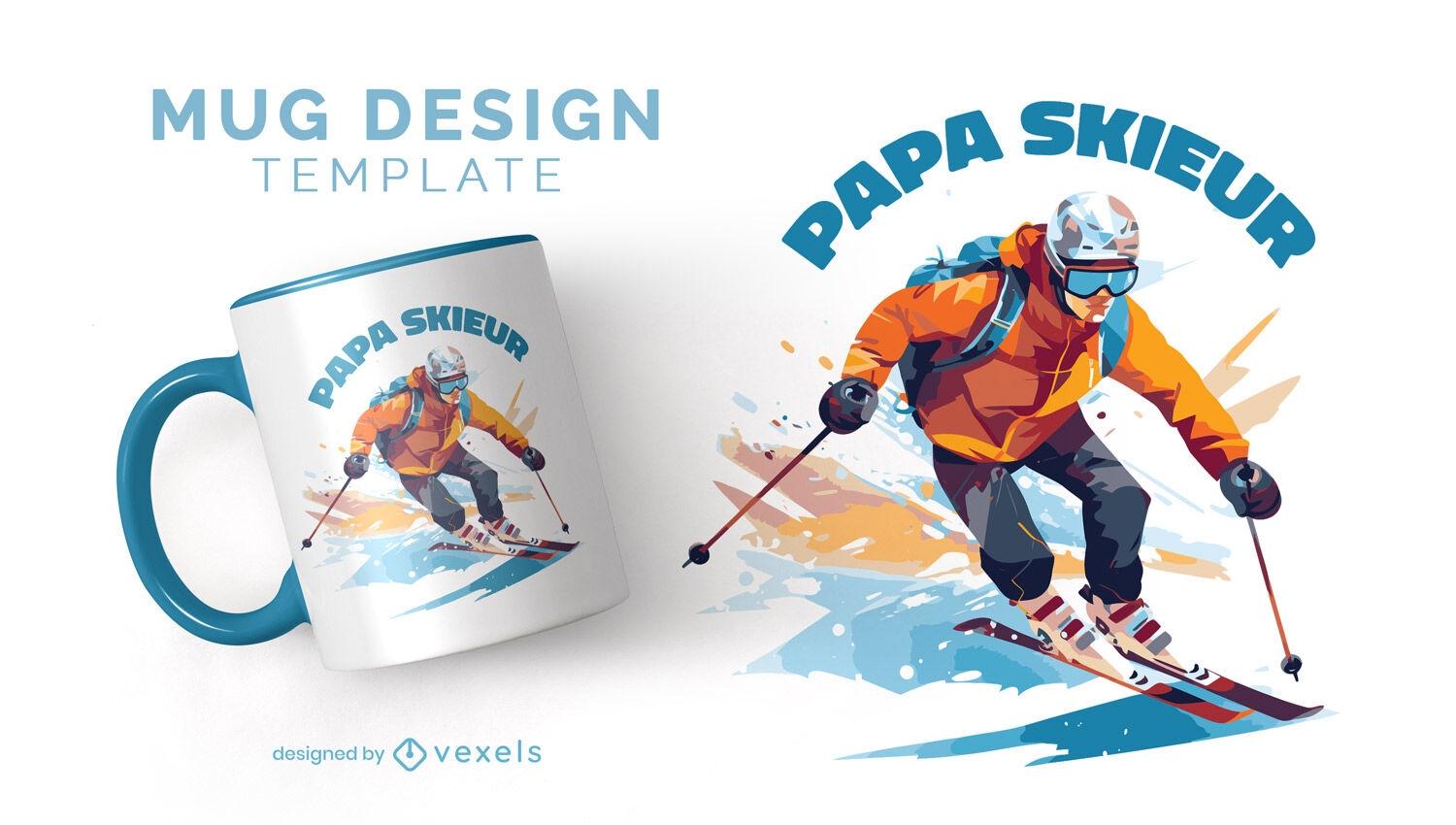 Papa-Skifahrer-Tassen-Design