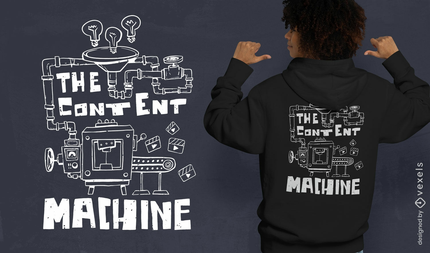 Diseño de camiseta de máquina de contenido.