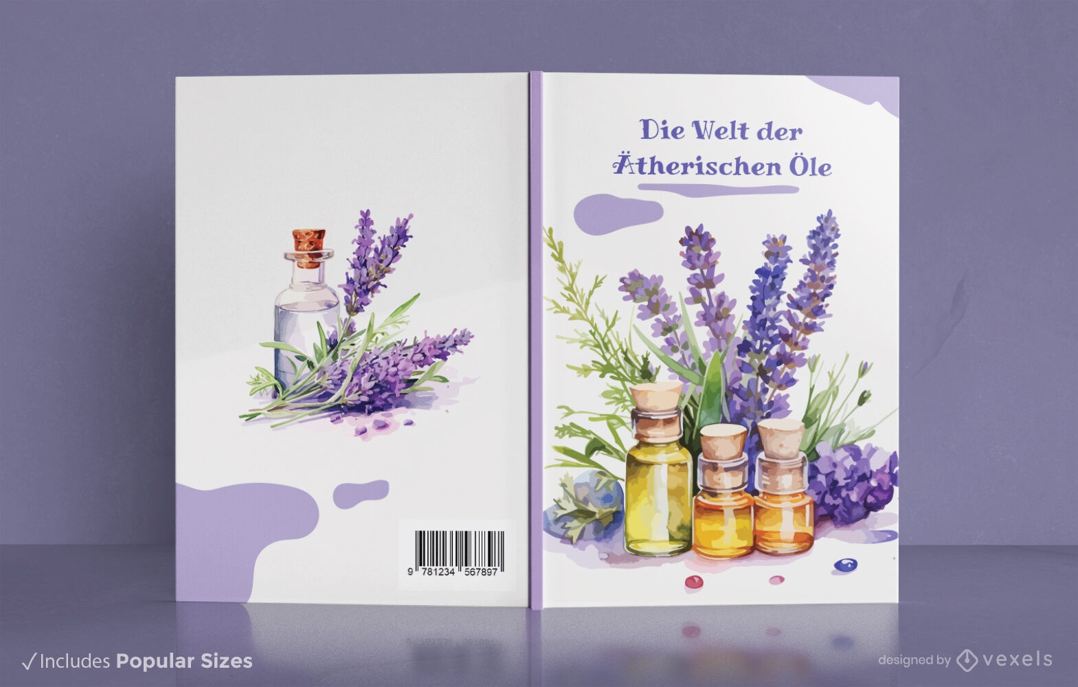 Diseño de portada de libro de aromaterapia.