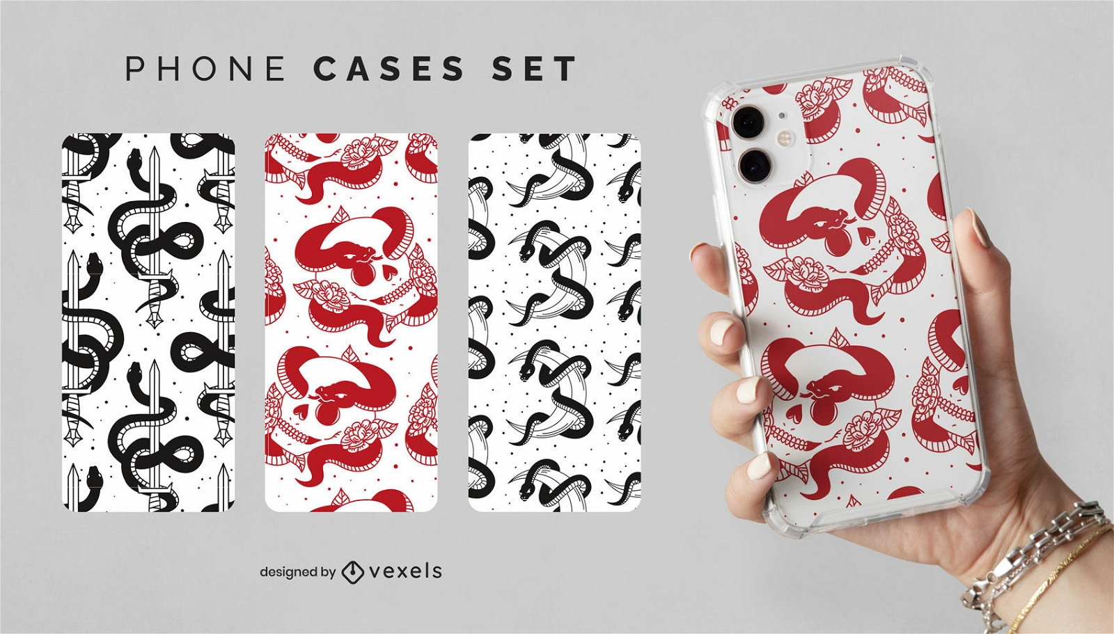 Playful octopus pattern phone case set design