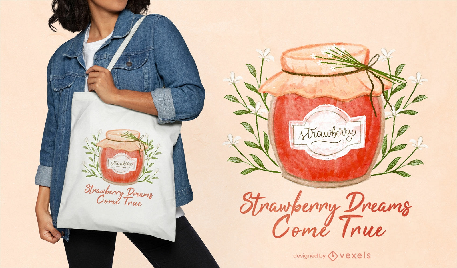 Strawberry dreams tote bag design
