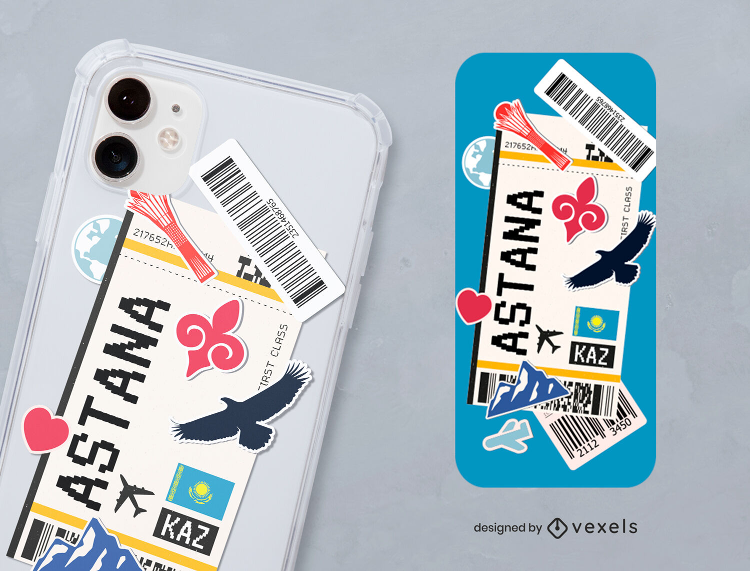 Funda para teléfono con pegatinas de viaje de Astana