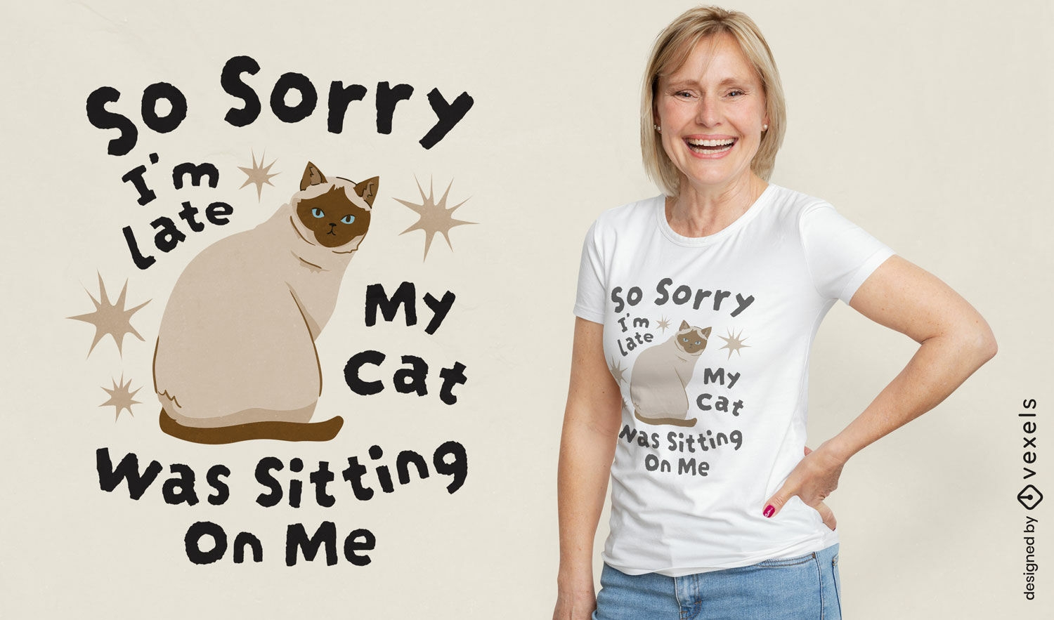 Design humorístico de camiseta com citação de gato