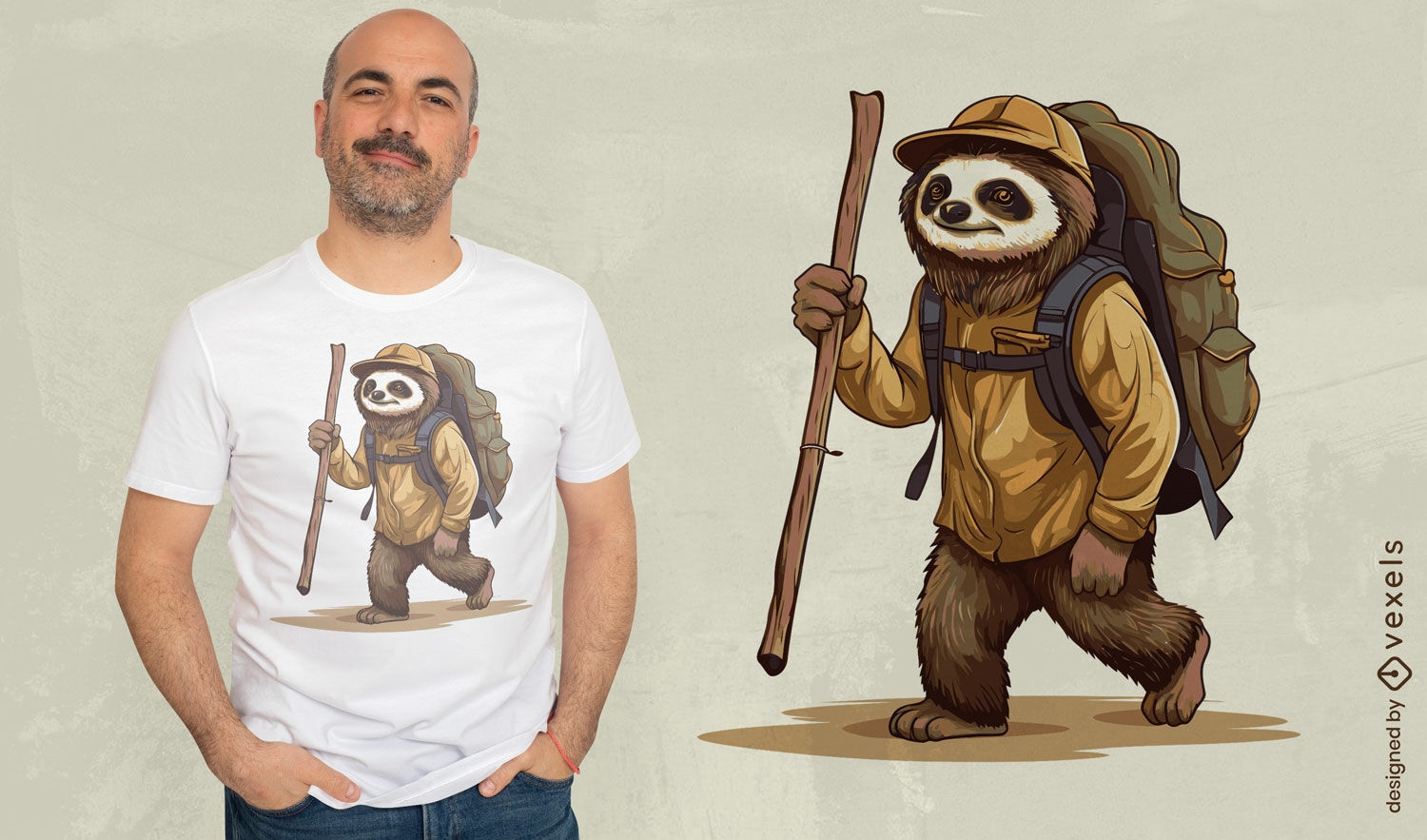 Adventurous sloth t-shirt design