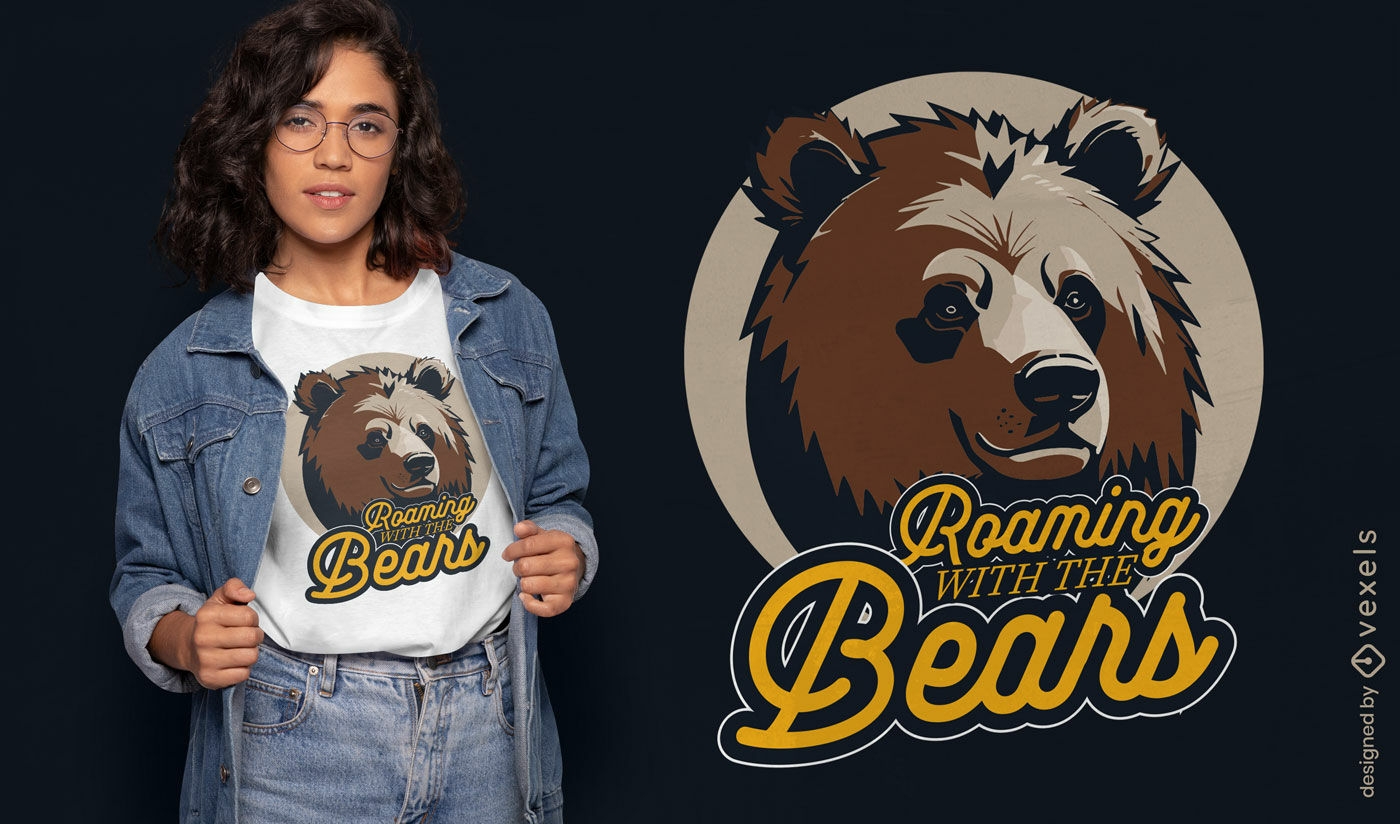 Diseño de camiseta vagando con los osos.