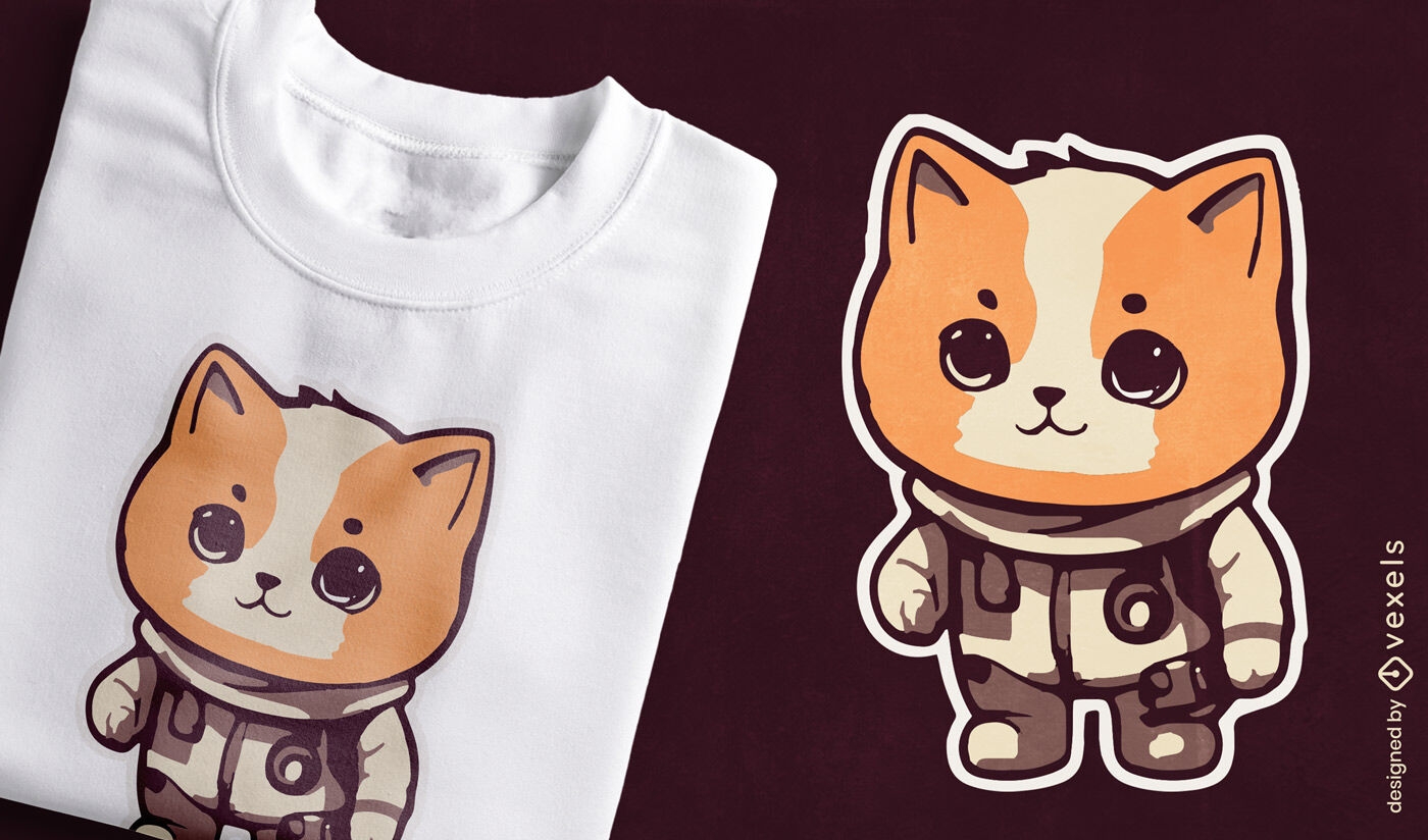 Abenteuerliches Kätzchen-Entdecker-T-Shirt-Design