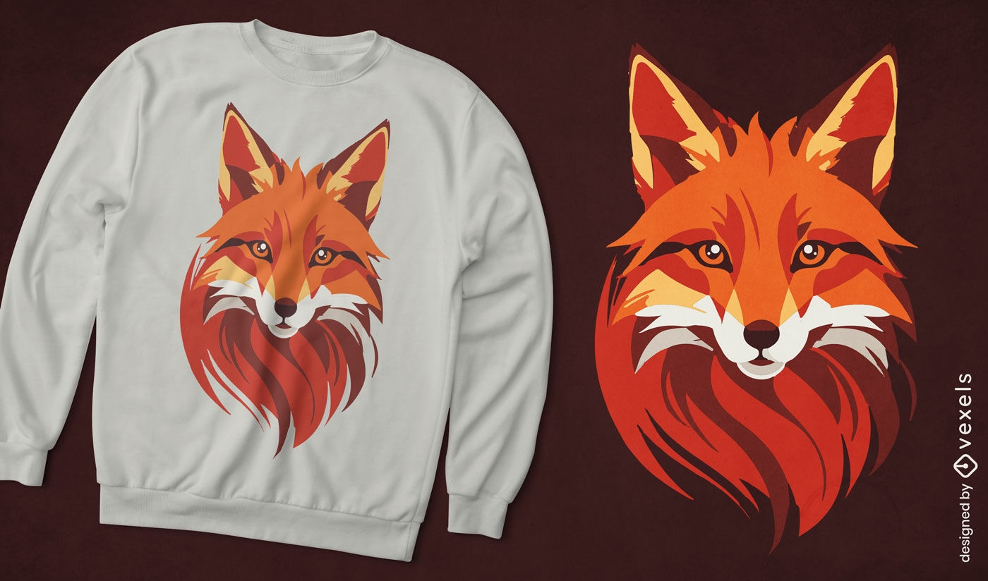Majestuoso diseño de camiseta con retrato de zorro rojo.