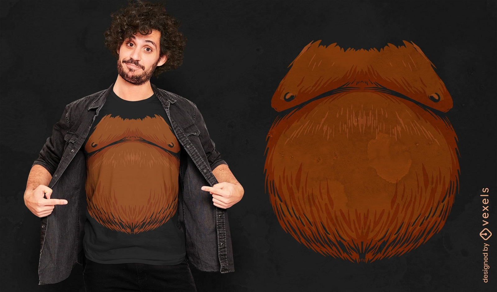 Design de camiseta com ilustra??o de peito de orangotango