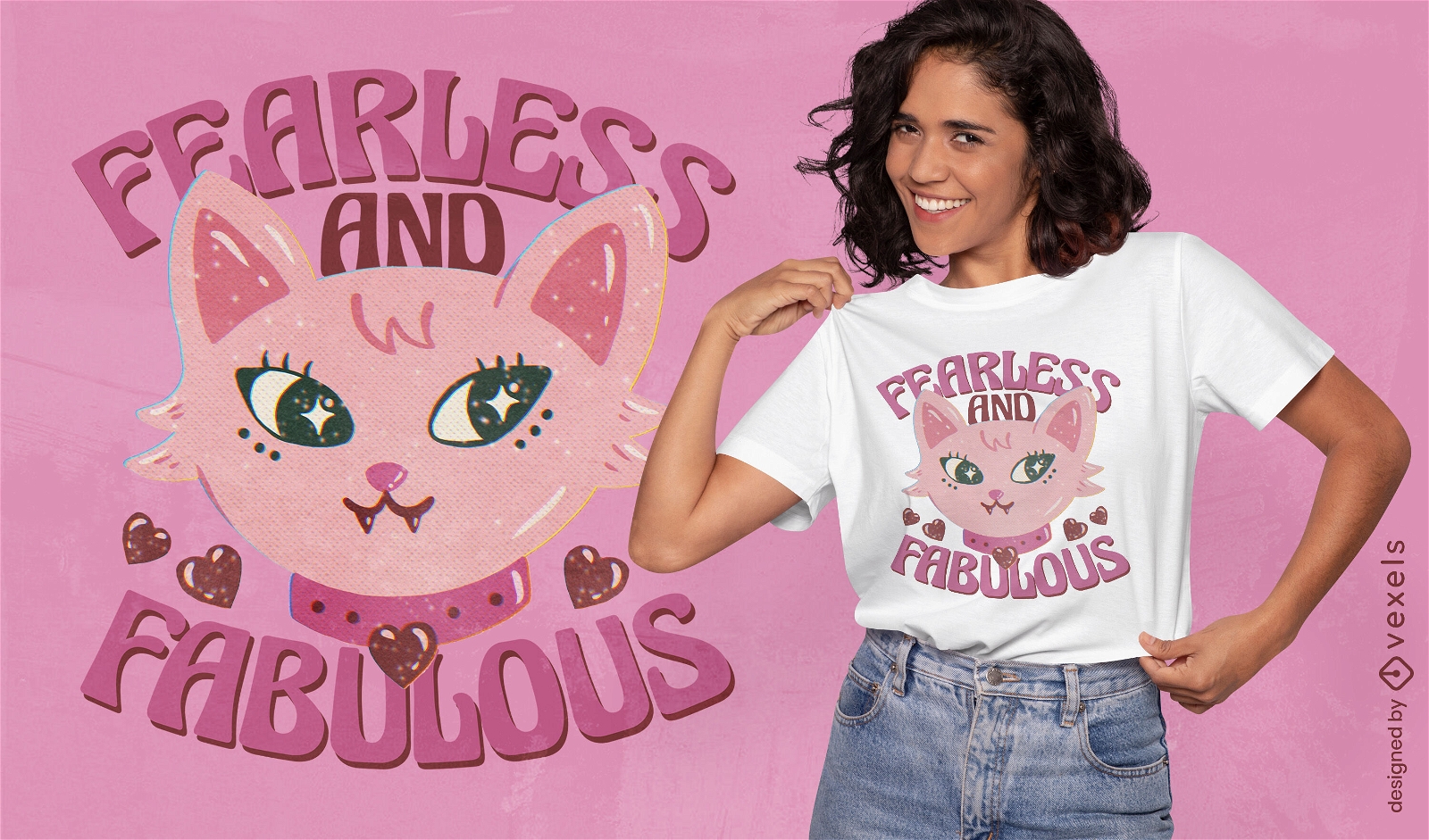 Fearless feline statement t-shirt design