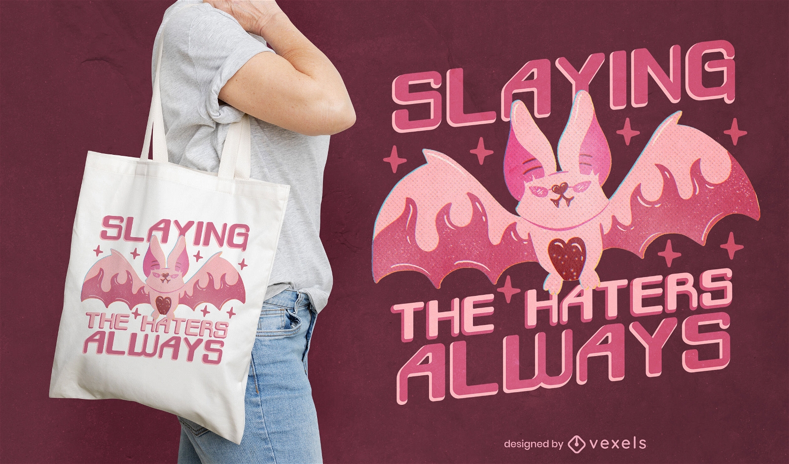 Hater-slaying bat tote bag design
