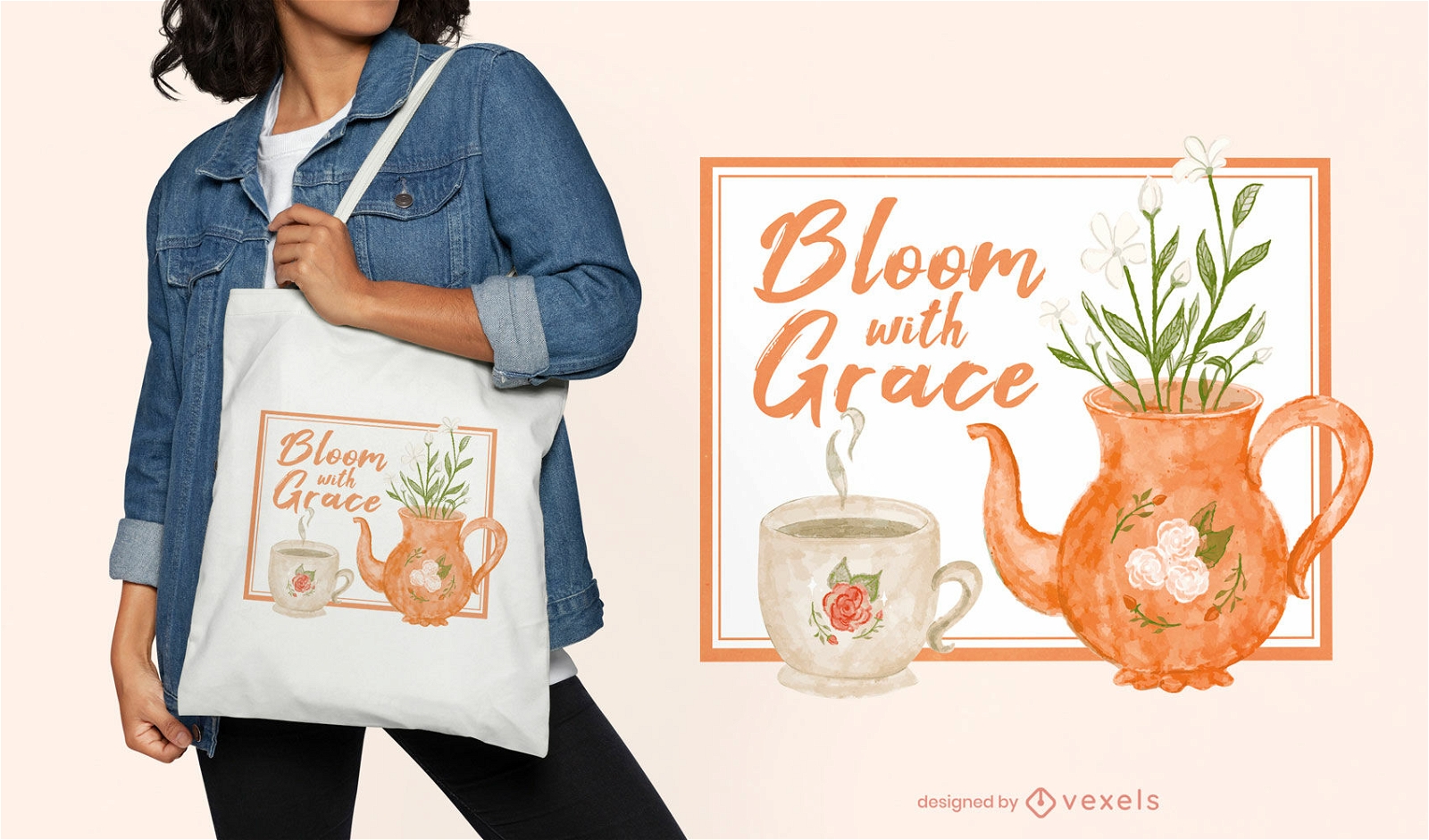 Graceful plant growth tote bag design