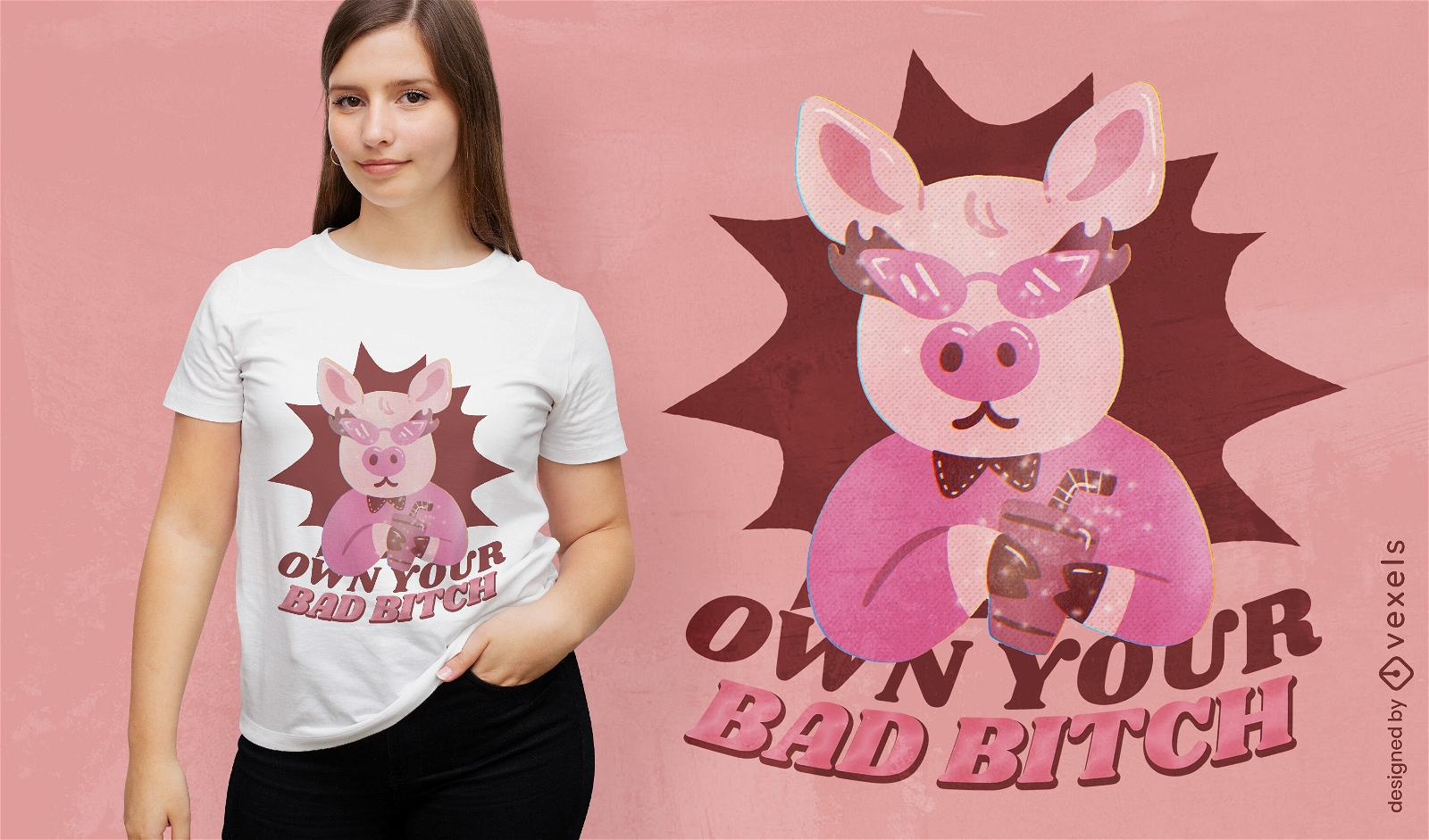 Diseño de camiseta de cerdo feroz.
