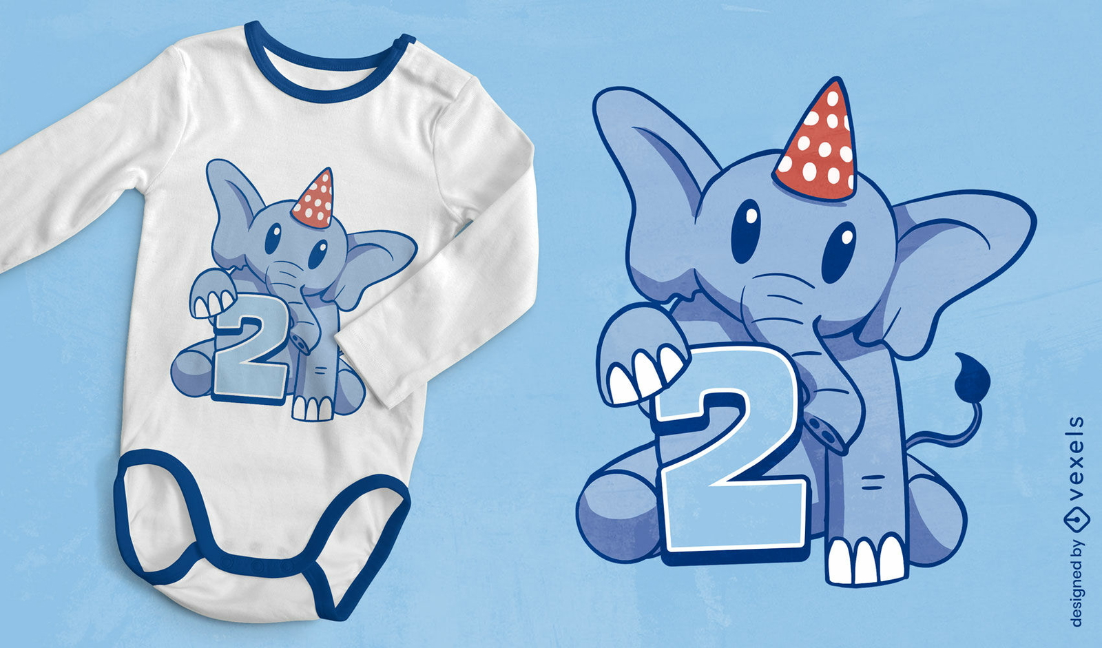 Diseño de camiseta para niños elefante de cumpleaños.