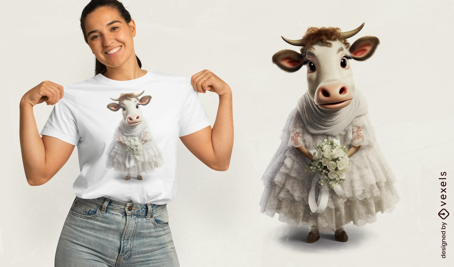Design de camiseta de vaca nupcial