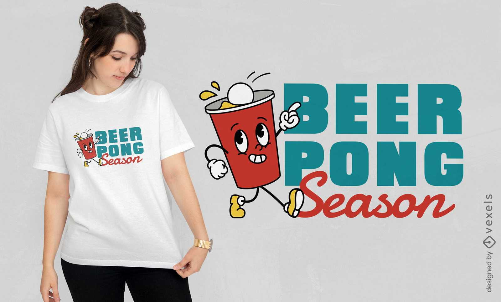 Diseño de camiseta divertida de la temporada de beer pong.