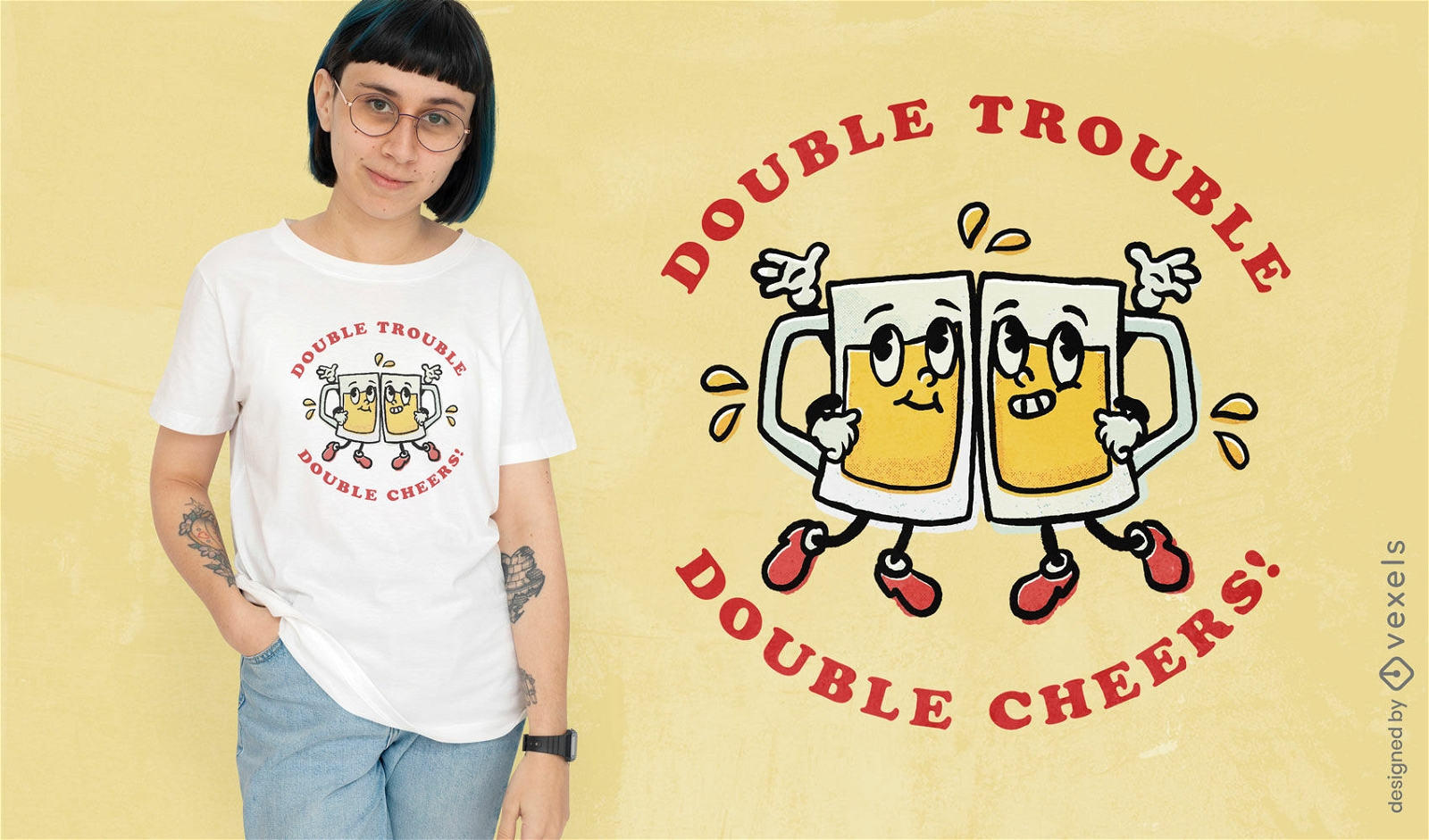 Double cheers humor t-shirt design