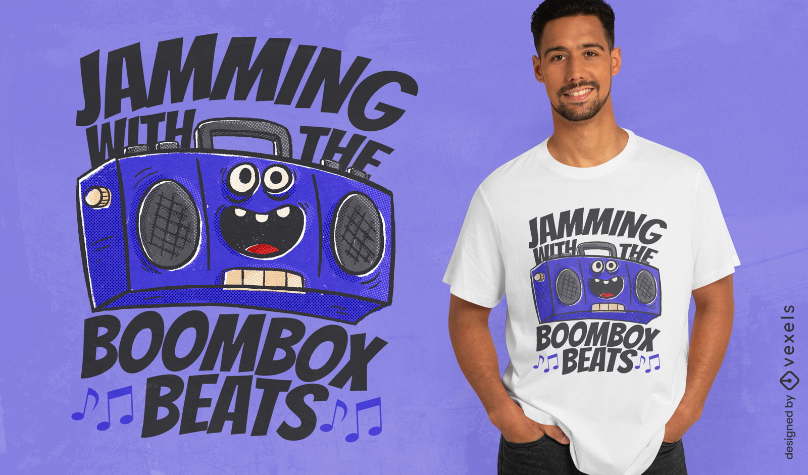 Dise?o de camiseta retro boombox beats.
