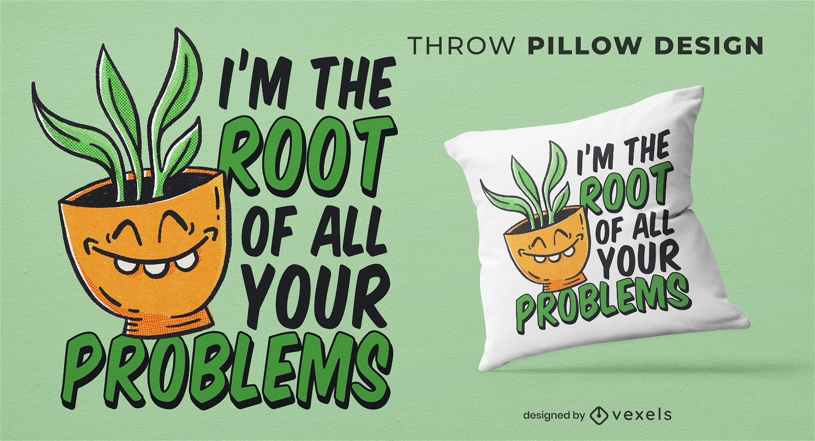Plant pun throw pillow design
